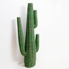 Scultura di cactus "Saguaro" in rattan intrecciato a mano anni '70 - H. H. 152 cm
