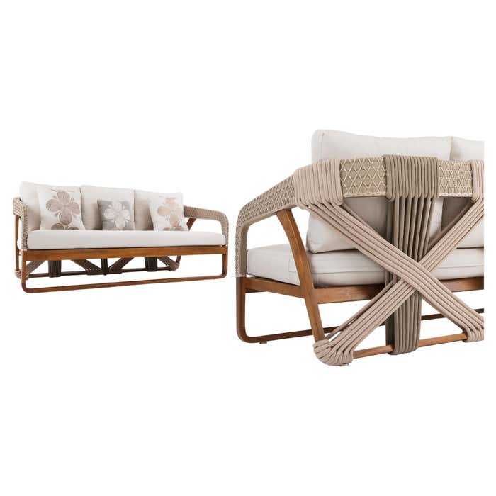 Hand-Woven Rope Outdoor Sofa in Solid Teak For Sale at 1stDibs | woven ...