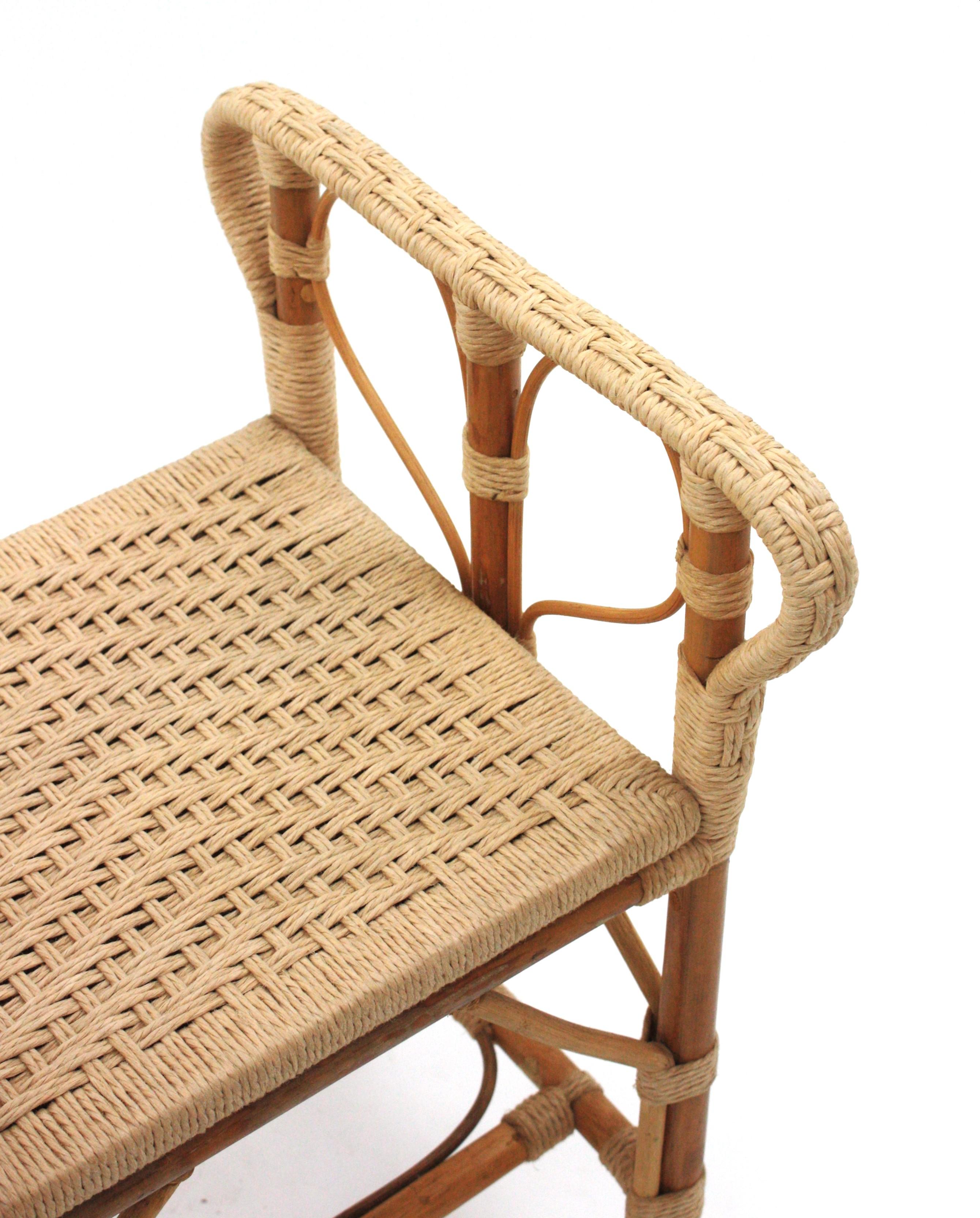 Hand Woven Rope Rattan Stool or Side Table,  Spain, 1960s For Sale 2