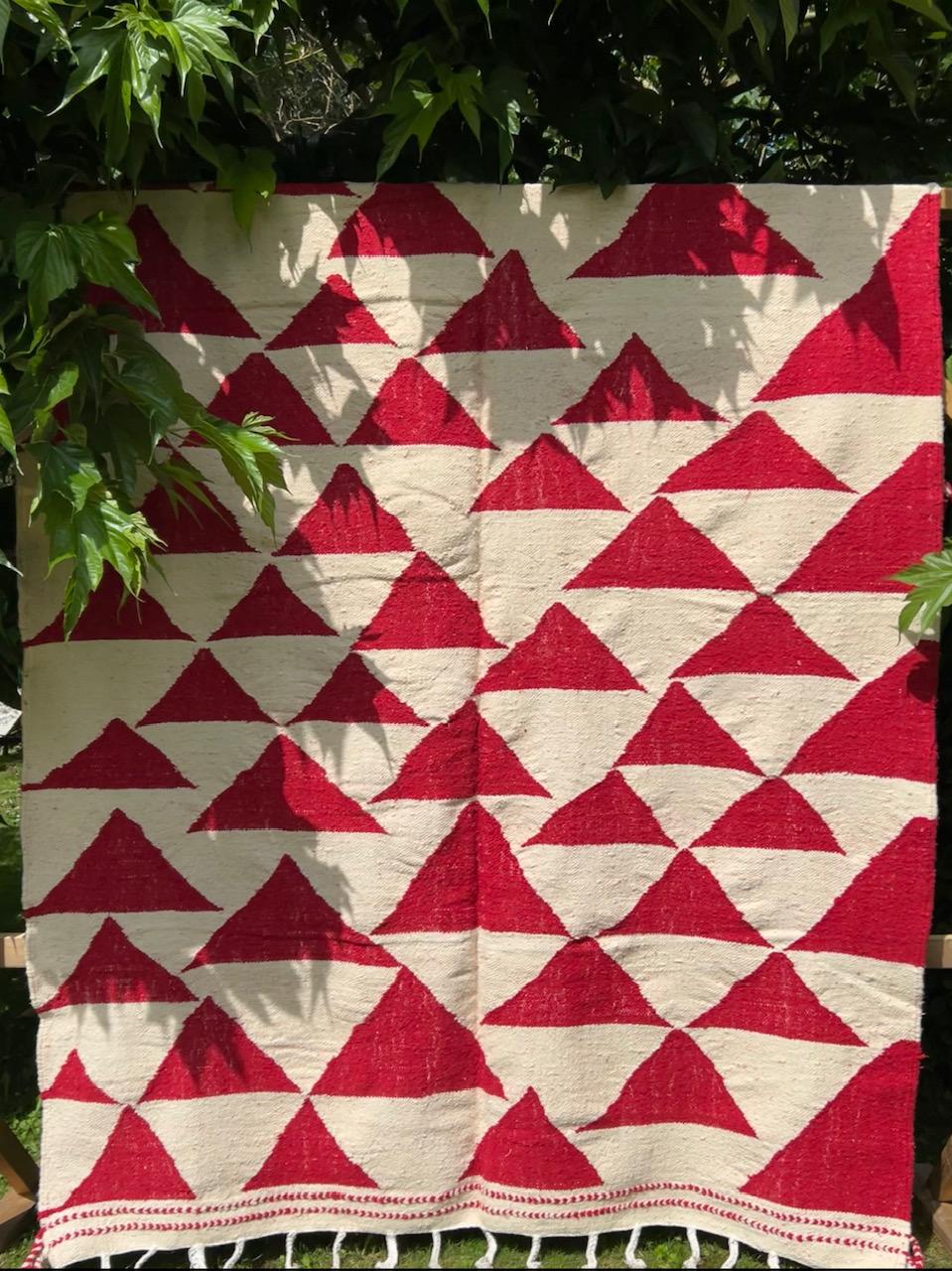 Beautiful 100% wool rug, hand woven. Unique piece. Perfect condition.