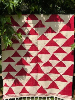 Hand woven rug, 100% wool, red. Unique piece.