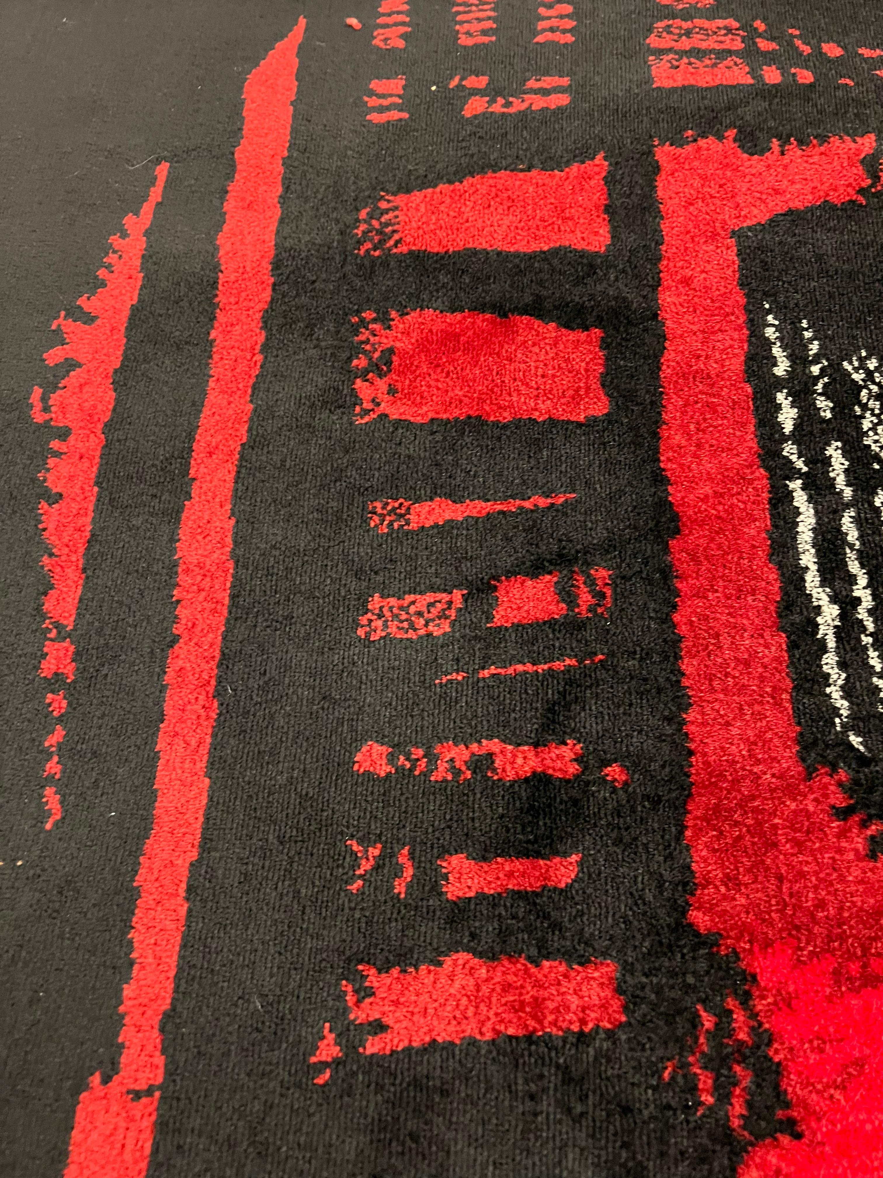 Wool Hand Woven Rug, Signed by Maurice Andre, 1950 French Piece, Limited Edition For Sale