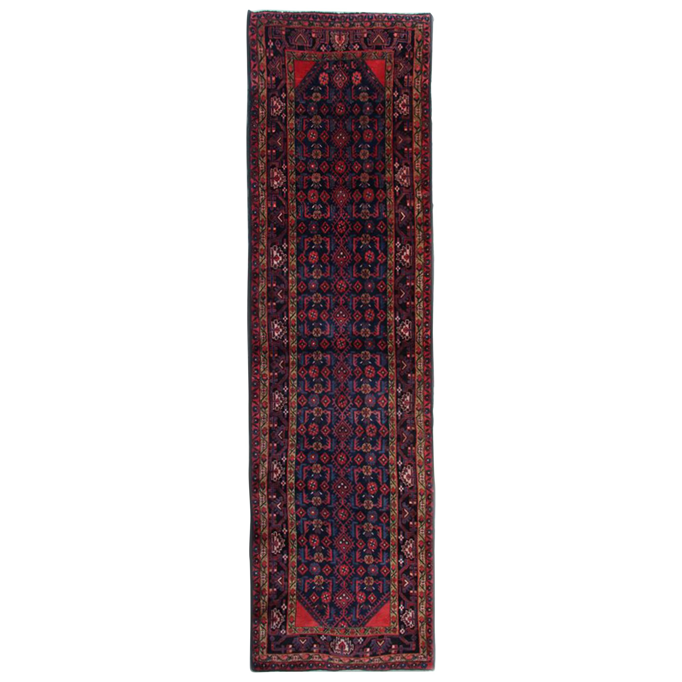 Hand Woven Runner Rug, Vintage Oriental Wool Afghan Wool Area Rug For Sale