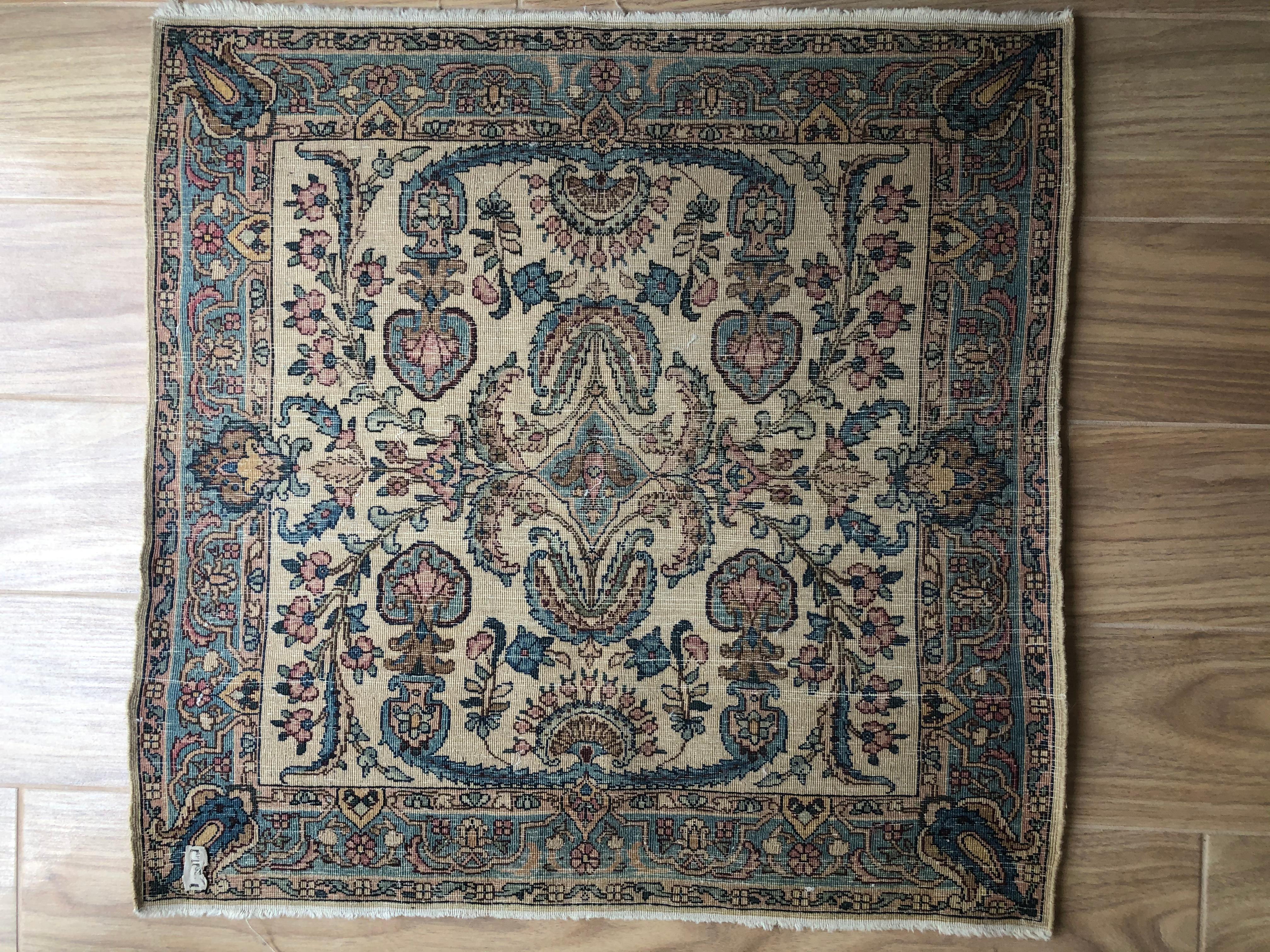 Handwoven Square Fine Wool Persian Rug 7