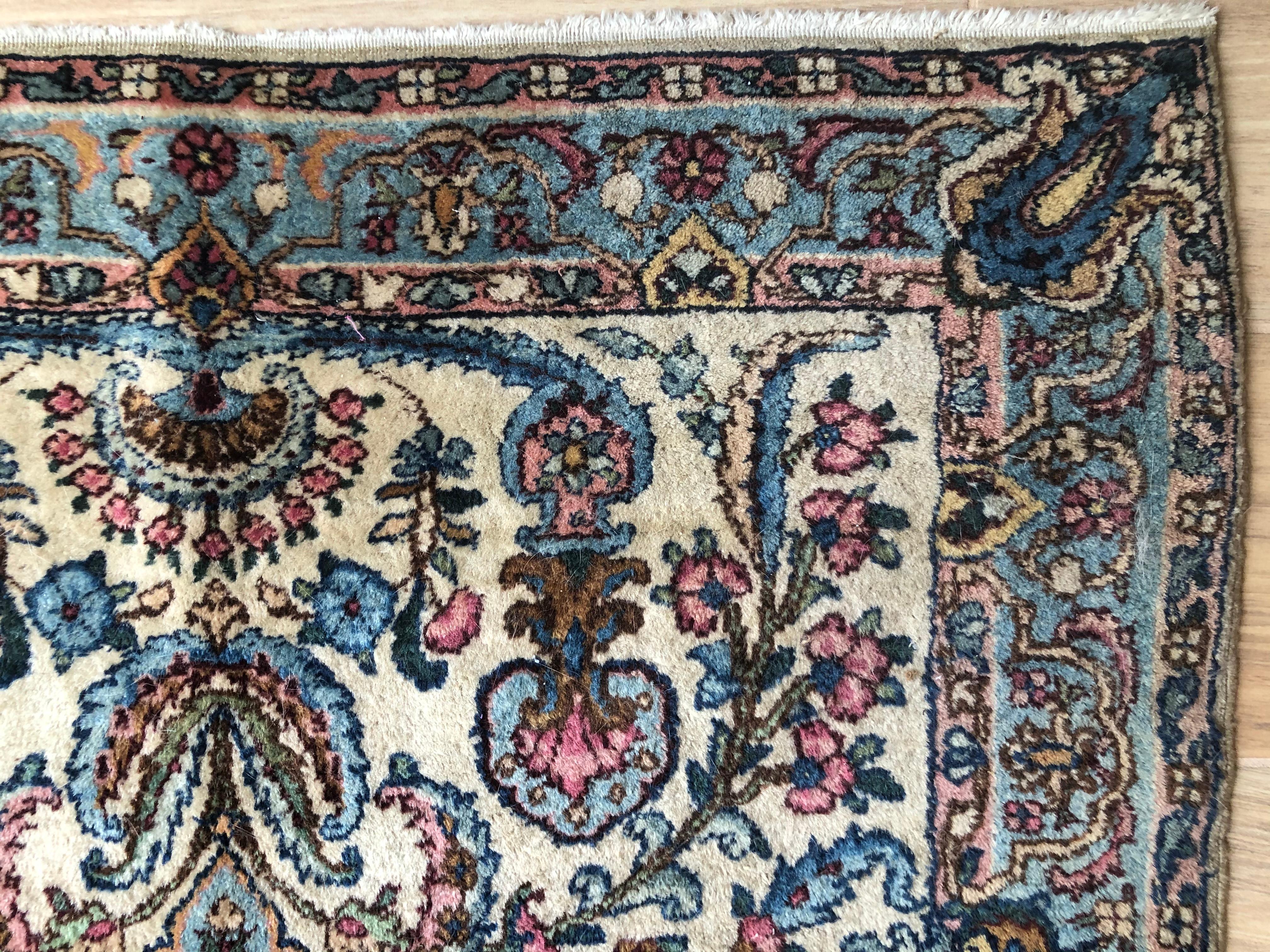 Hand-Woven Handwoven Square Fine Wool Persian Rug