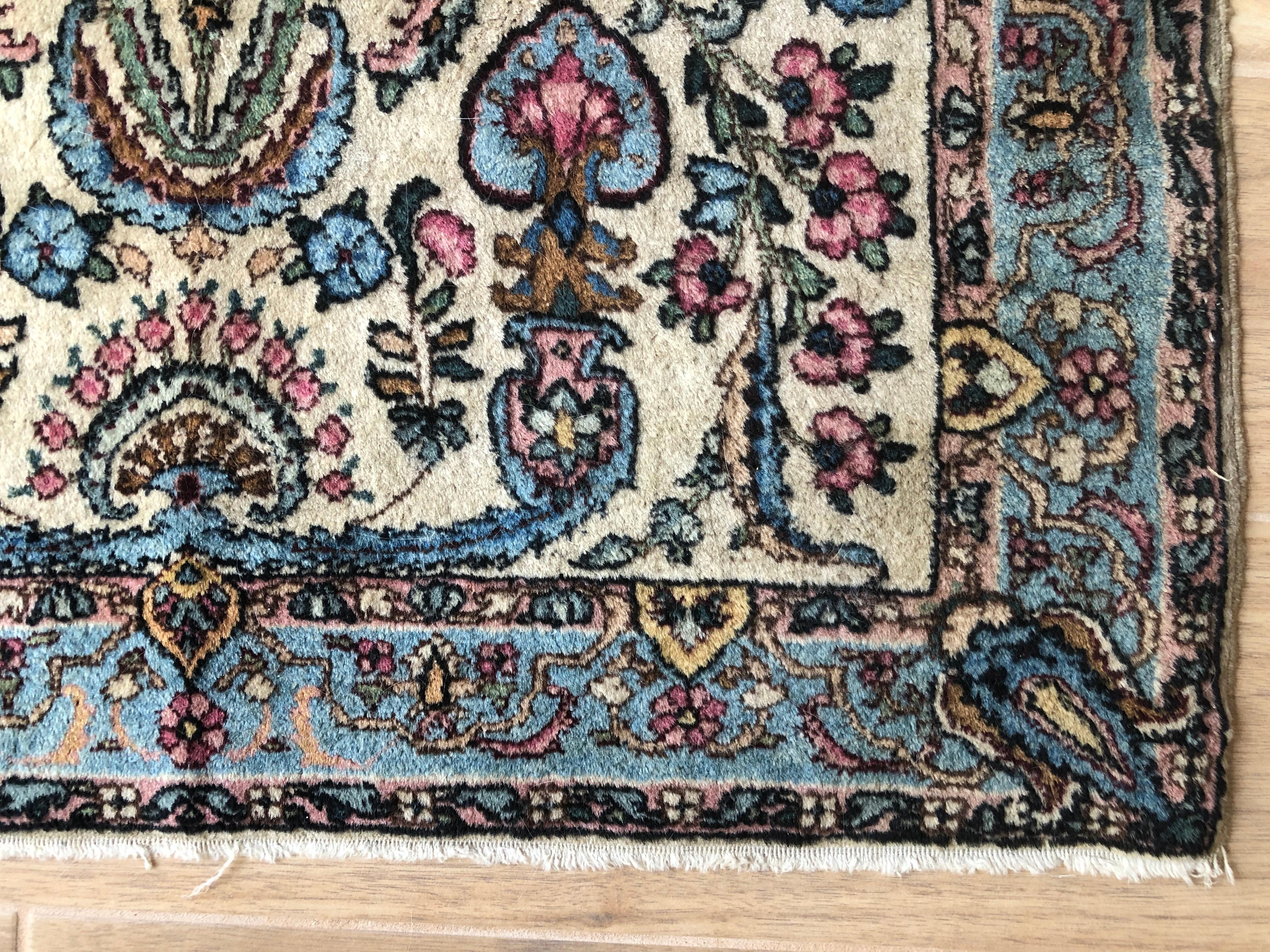 20th Century Handwoven Square Fine Wool Persian Rug