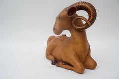 Handwoven Straw Figure of a Reclining Ram