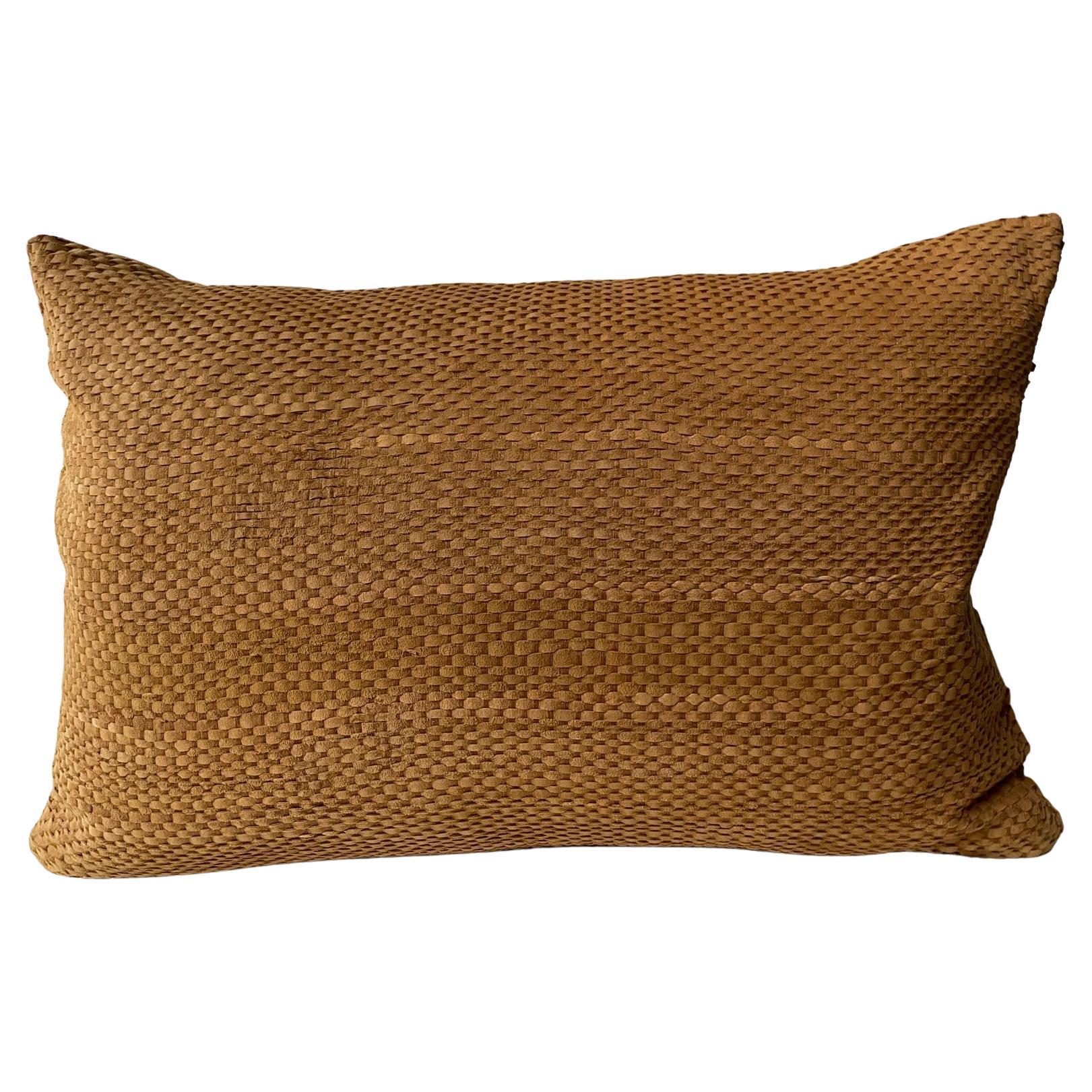 Hand Woven Suede Cushion Colour GInger Oblong Shaped For Sale