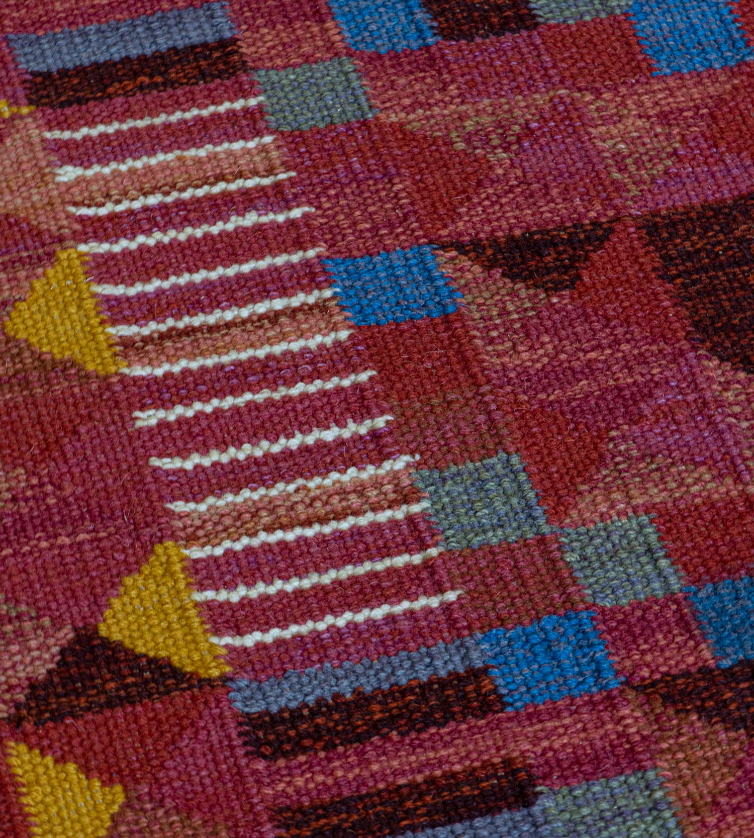 Hand-Woven Handwoven Swedish Inspired Flat-Weave Rug