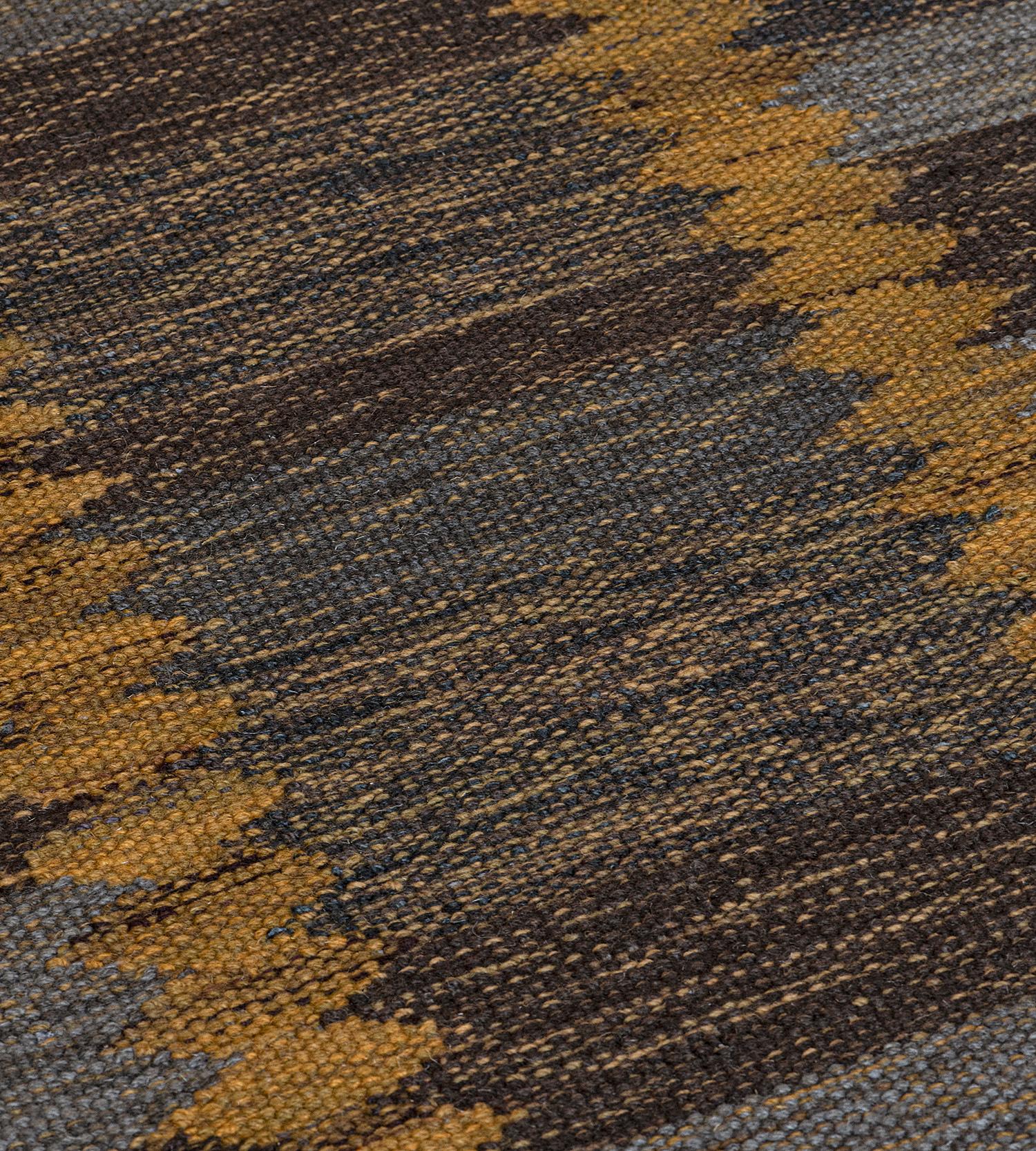 Handwoven Swedish Kilim Inspired Wool Rug In New Condition For Sale In West Hollywood, CA