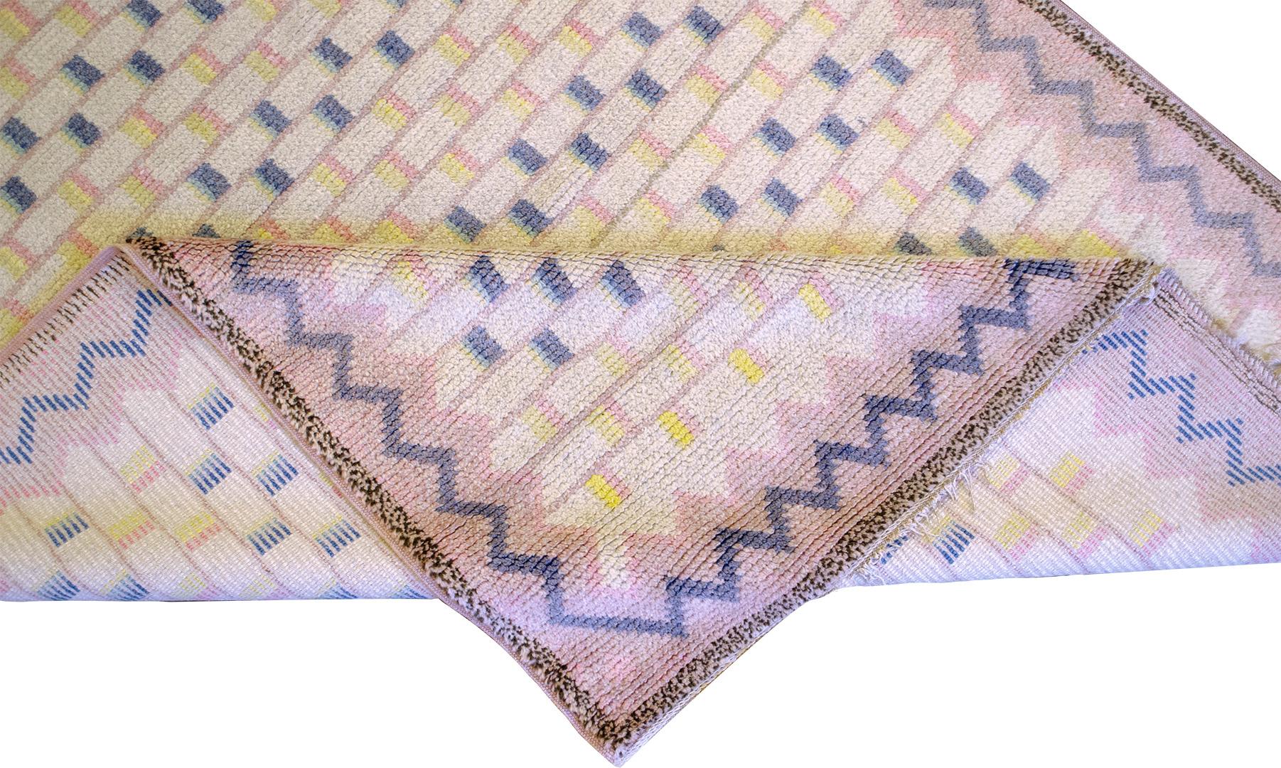 Hand-Woven Handwoven Swedish Midcentury Rug