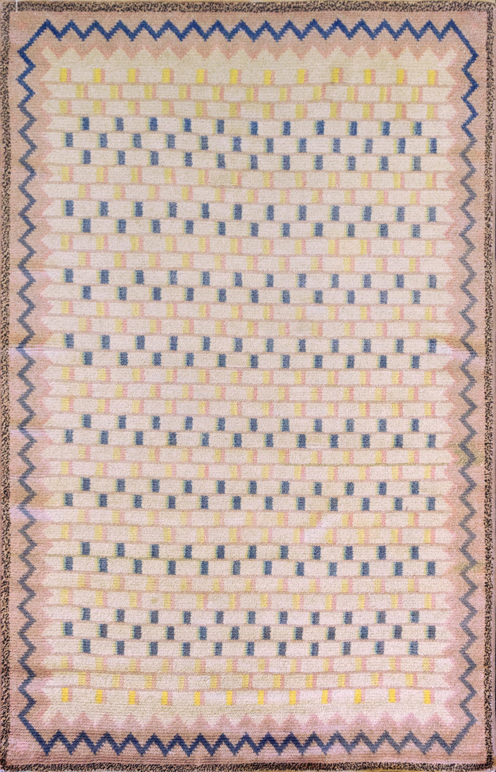 Handwoven Swedish Midcentury Rug In Excellent Condition In West Hollywood, CA
