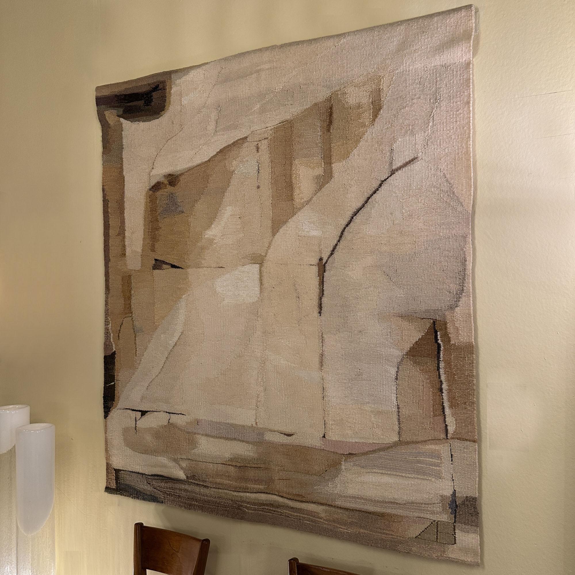 Hand Woven Tapestry Latvian Abstraction of a Sand Stone Landscape For Sale 1
