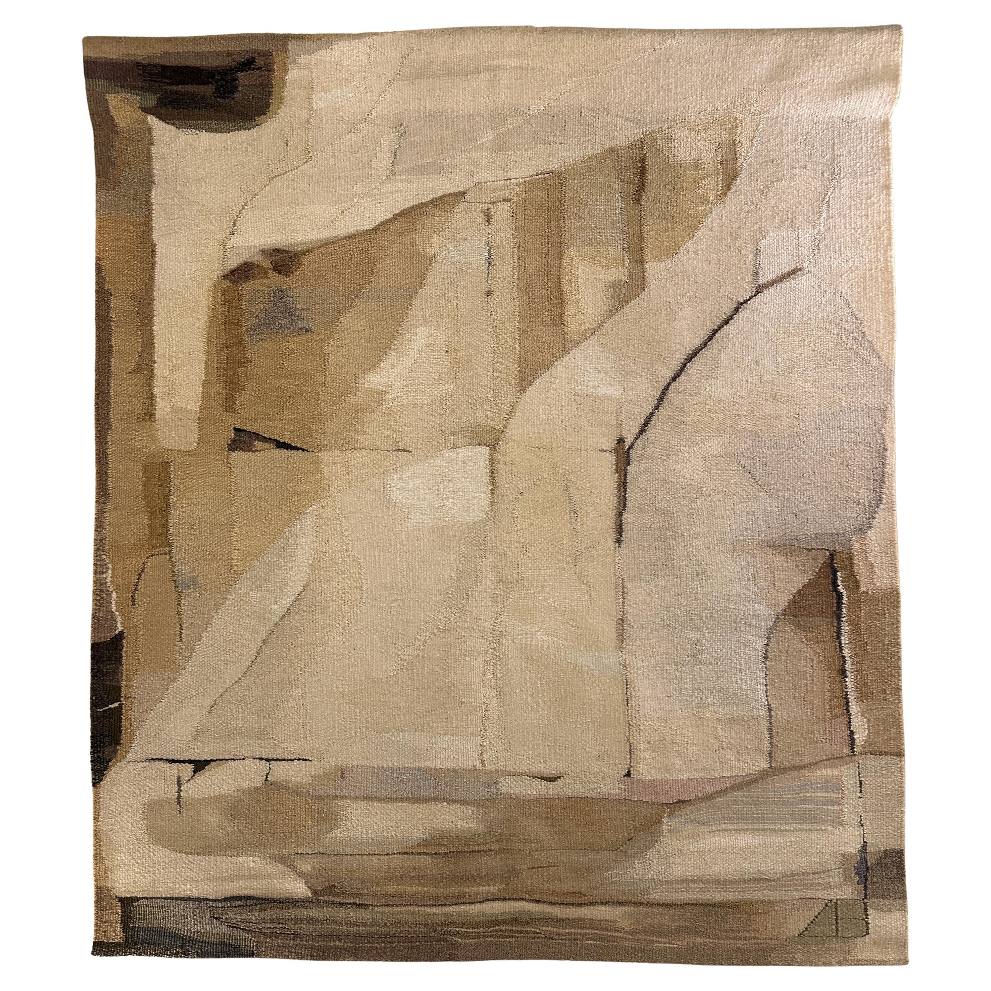 Hand Woven Tapestry Latvian Abstraction of a Sand Stone Landscape