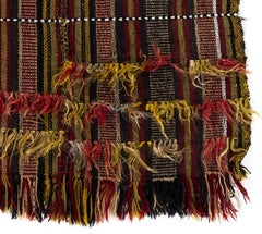 Hand-Woven Tribal Kurdish Wool Kilim. 3.7x4.7 Ft. Flat-Weave Rug or Wall Hanging