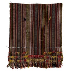 Hand-Woven Tribal Kurdish Wool Kilim. 3.7x4.7 Ft. Flat-Weave Rug or Wall Hanging