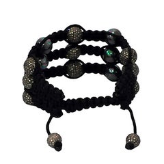 Hand-Woven Triple Strand Diamond Statement Bracelet In 16.75g Sterling Silver