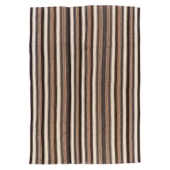 Kilim anatolico vintage tessuto a mano "a trama piatta" in lana non tinta