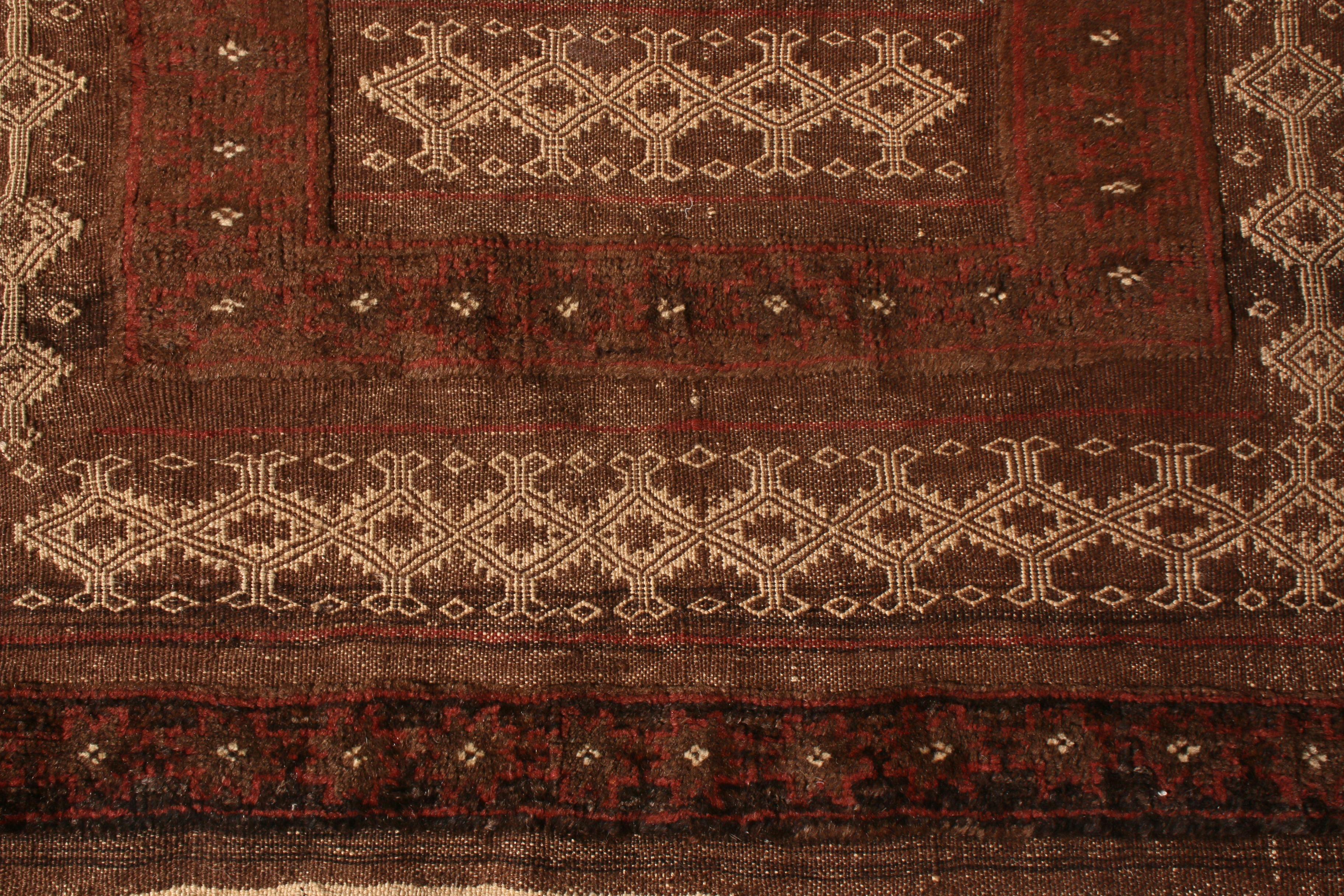 Afghan Handwoven Vintage Kilim Brown Beige and Red Traditional Flat-Weave