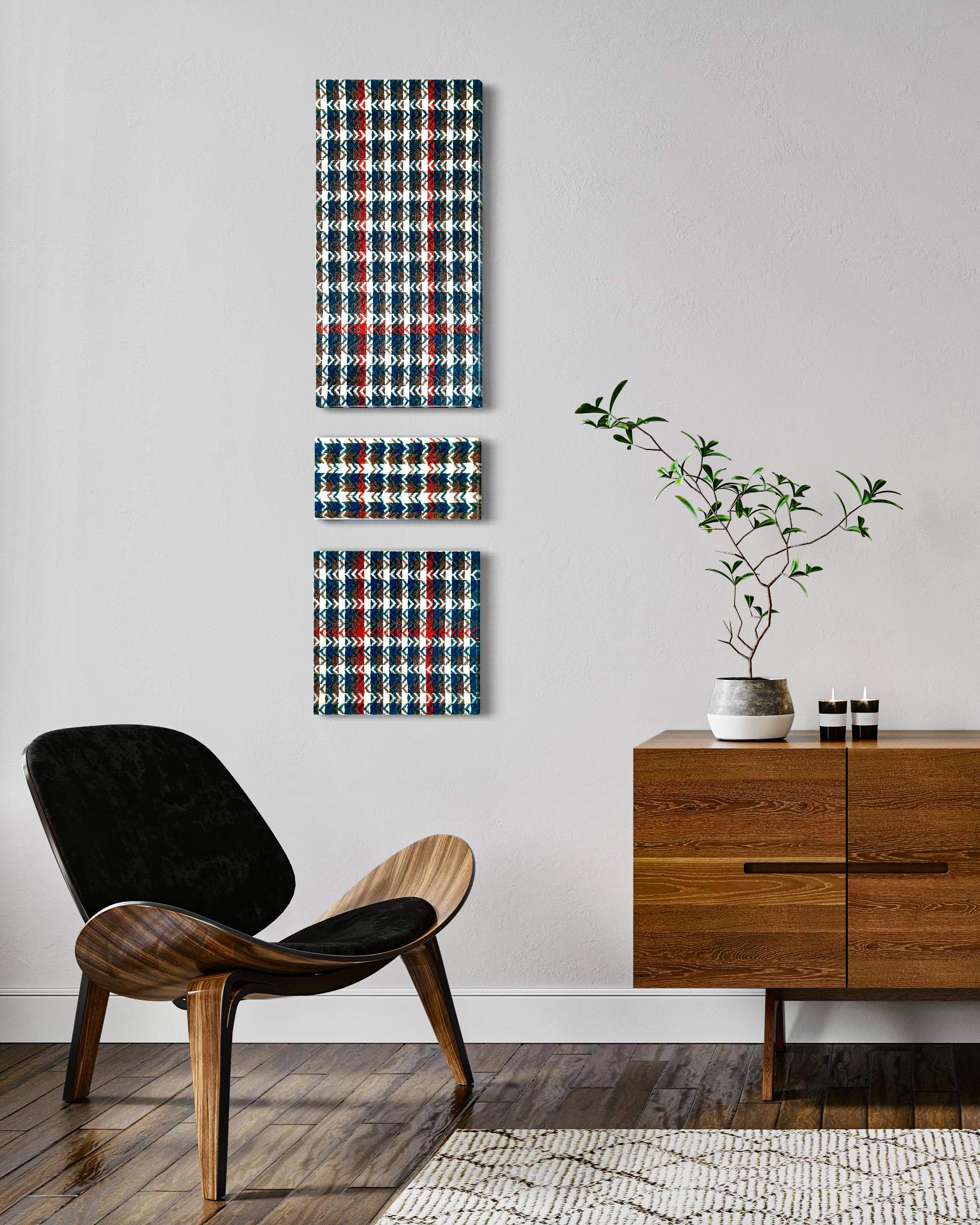 Handgewebte Wandtafel – Triptychon „#90 – Blue Wensleydale“ von Atelier Le Traon (Französisch) im Angebot