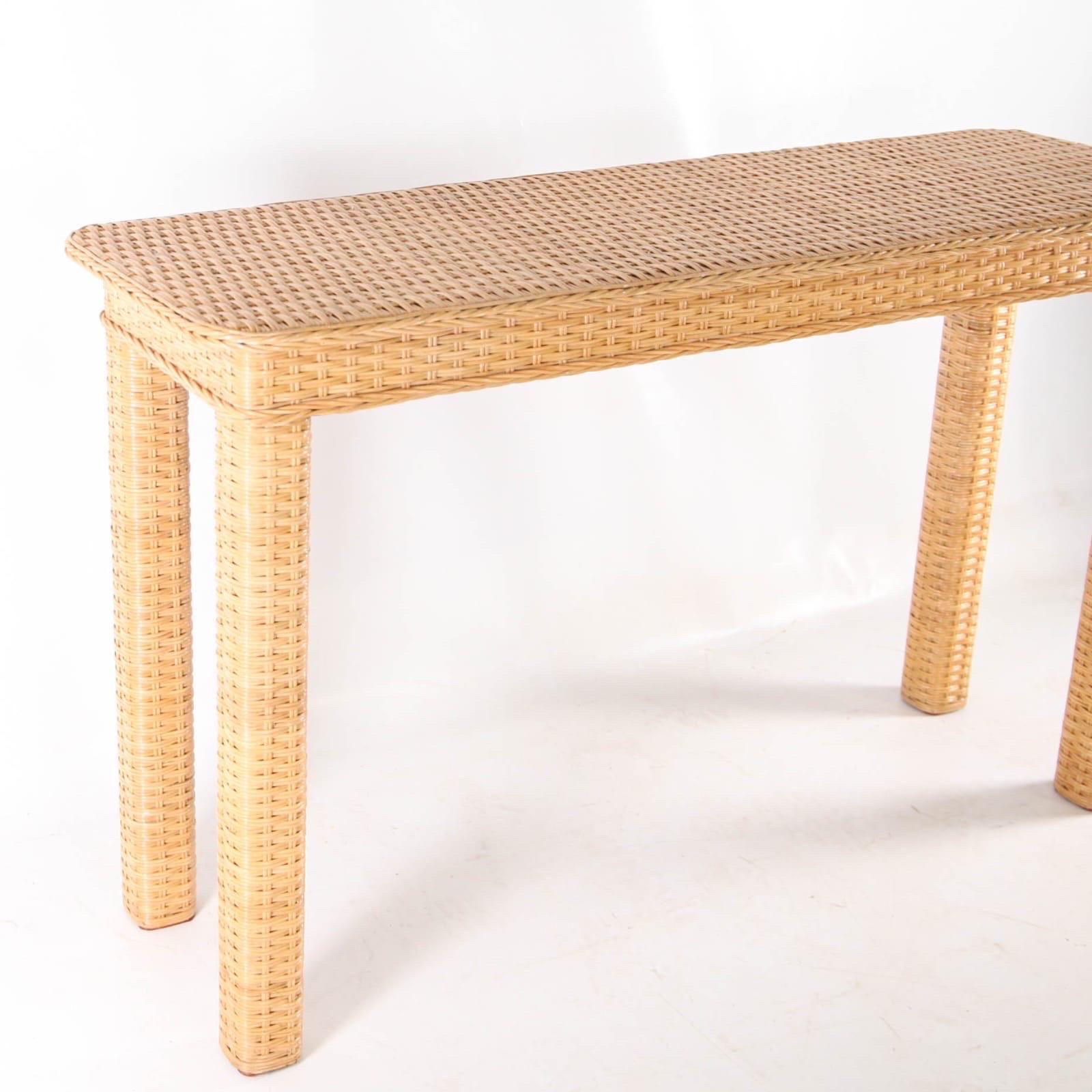 Contemporary Hand woven wicker console table For Sale