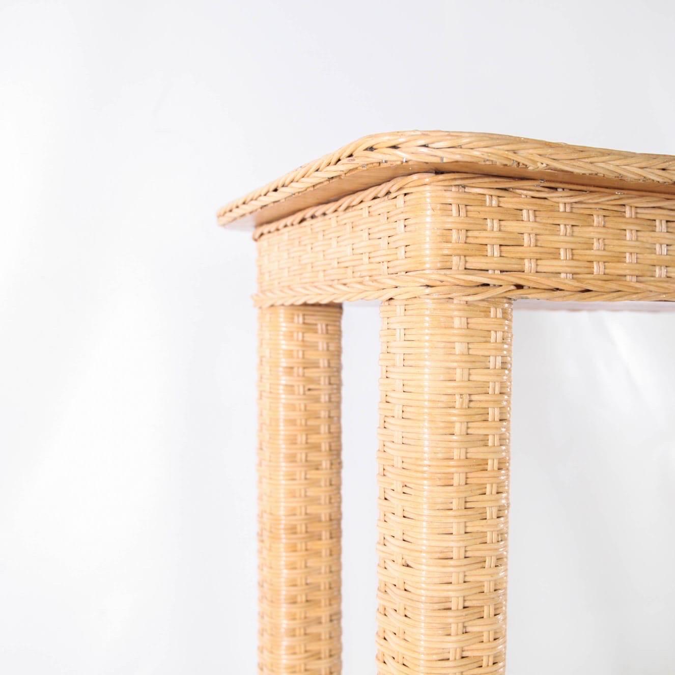 Wicker Hand woven wicker console table For Sale