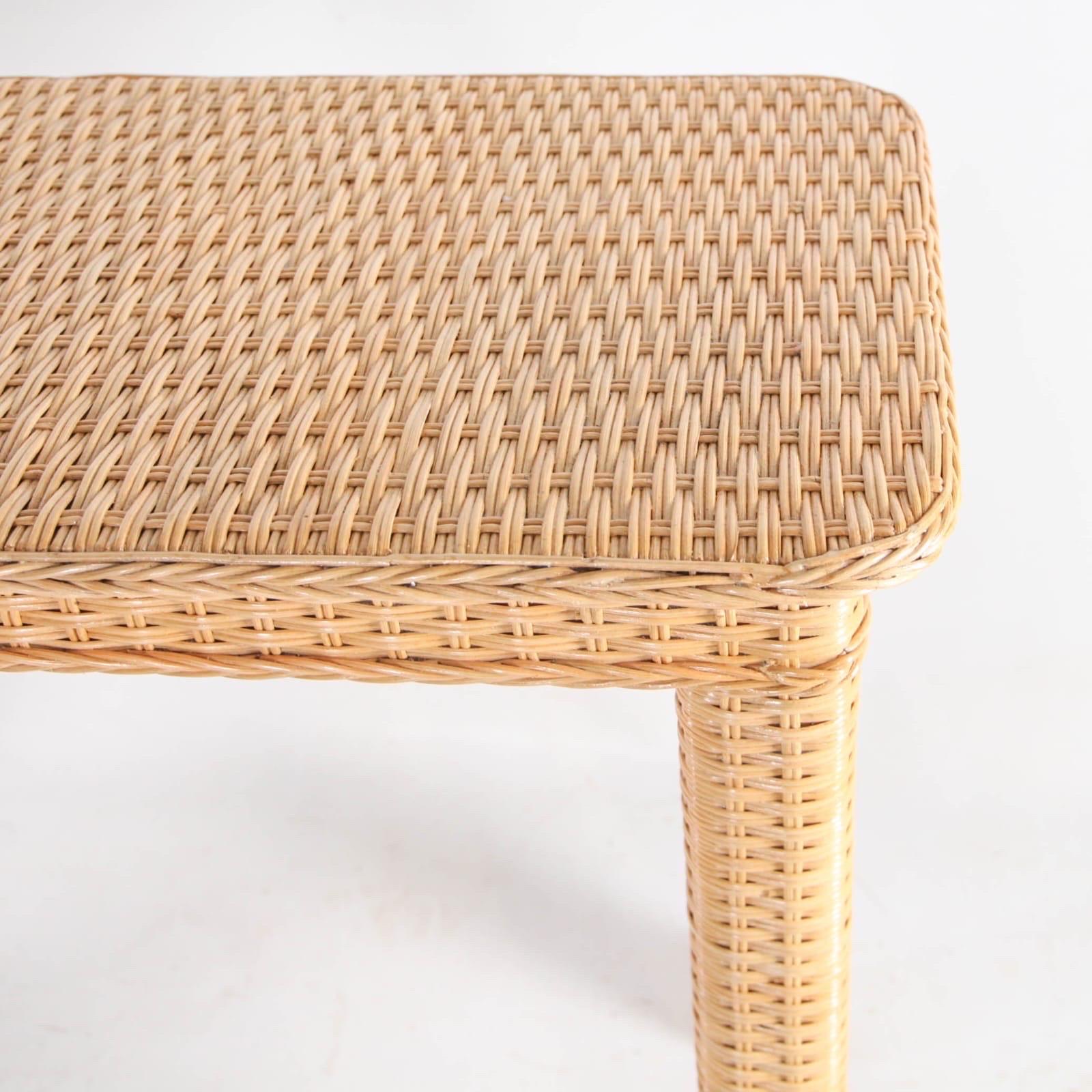 Hand woven wicker console table For Sale 4