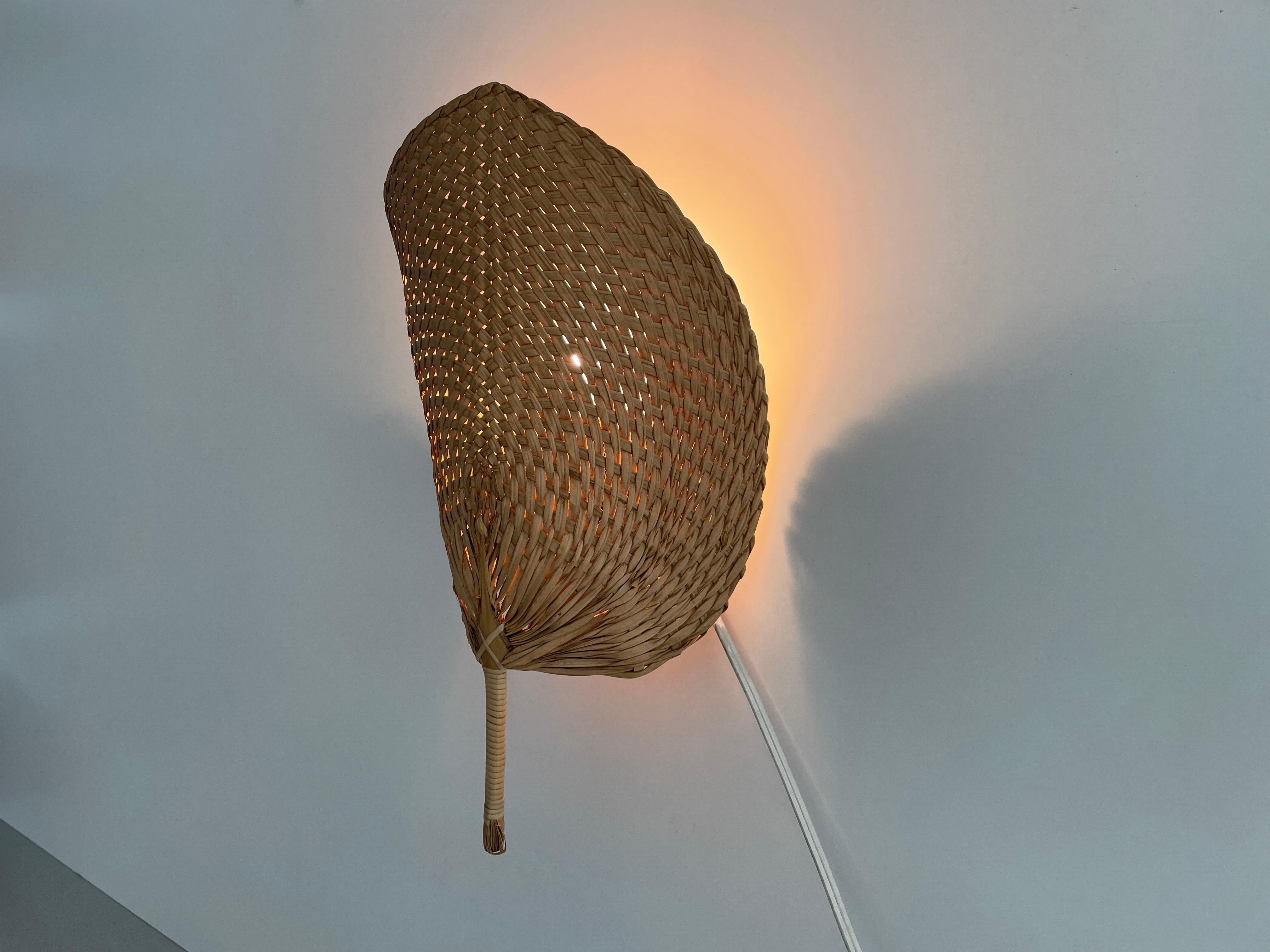 Hand-woven Wicker Palmate Leaf Design Single Sconce, 1960s, Germany For Sale 6
