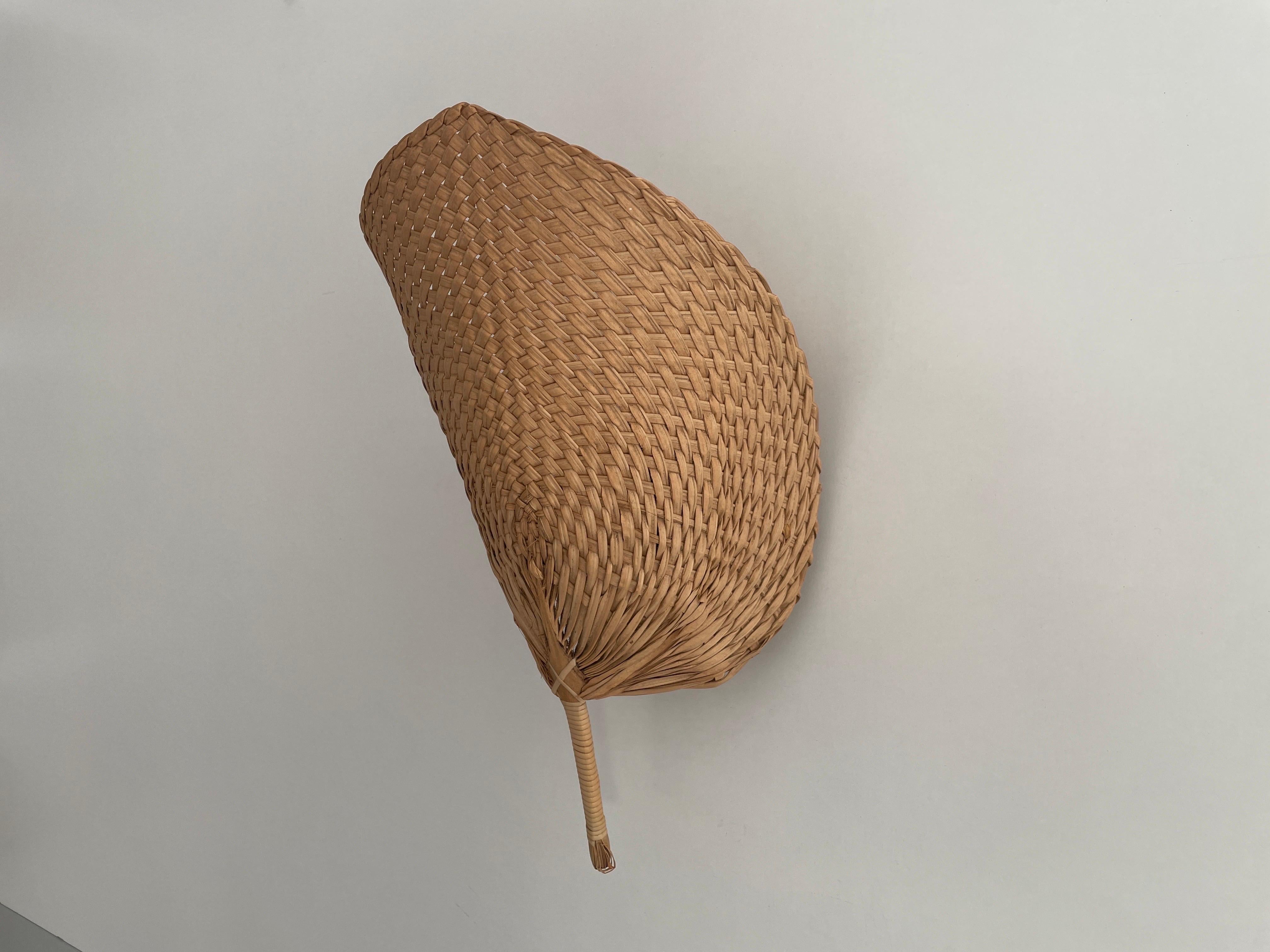 Mid-20th Century Hand-woven Wicker Palmate Leaf Design Single Sconce, 1960s, Germany For Sale