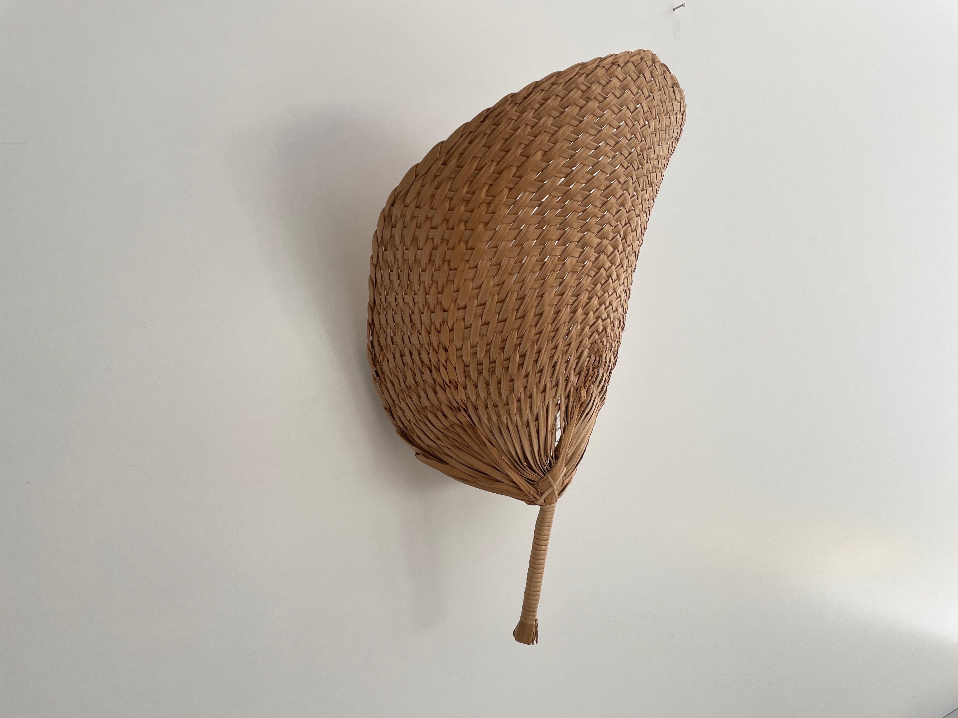 Hand-woven Wicker Palmate Leaf Design Single Sconce, 1960s, Germany For Sale 1