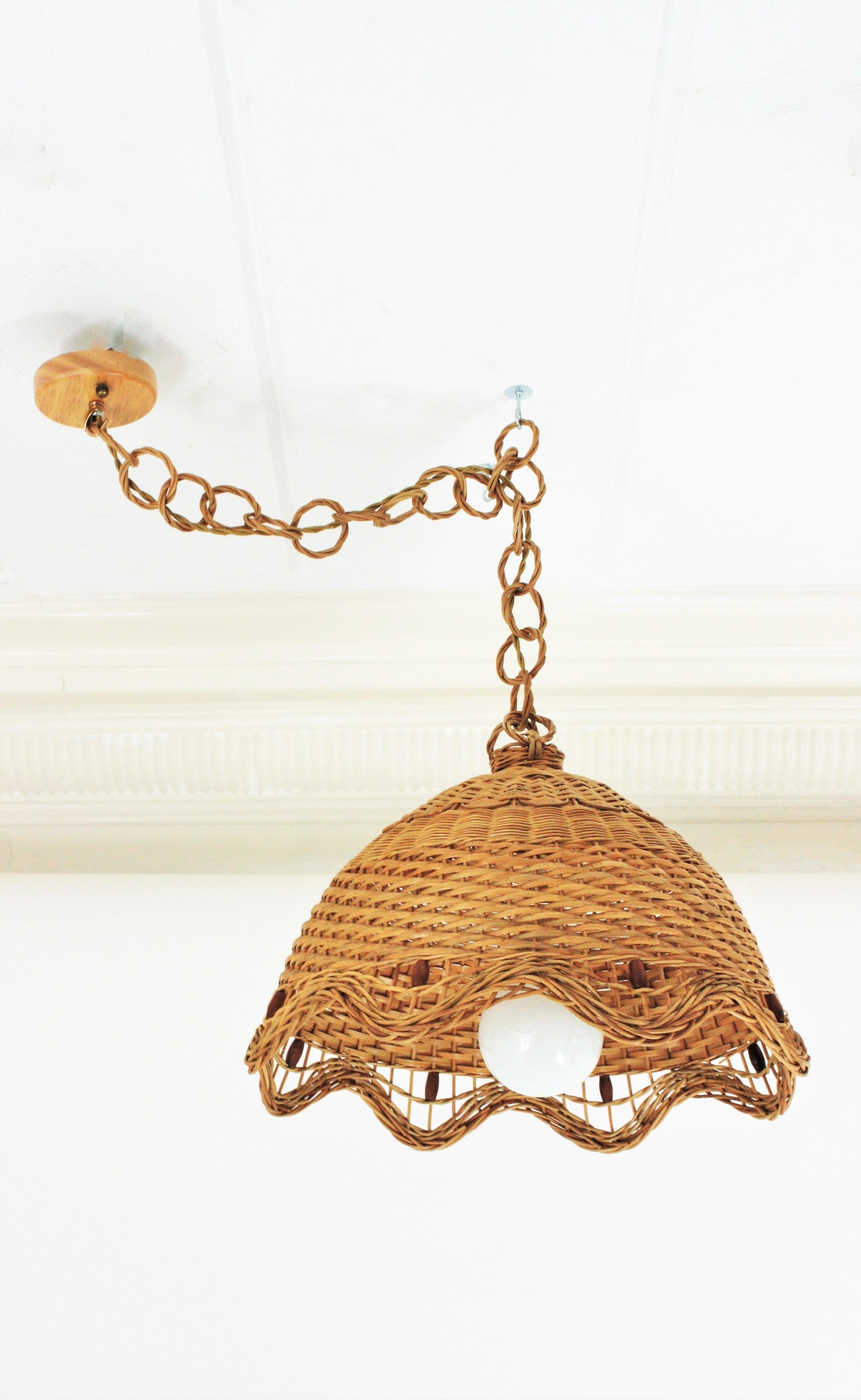 scalloped rattan chandelier
