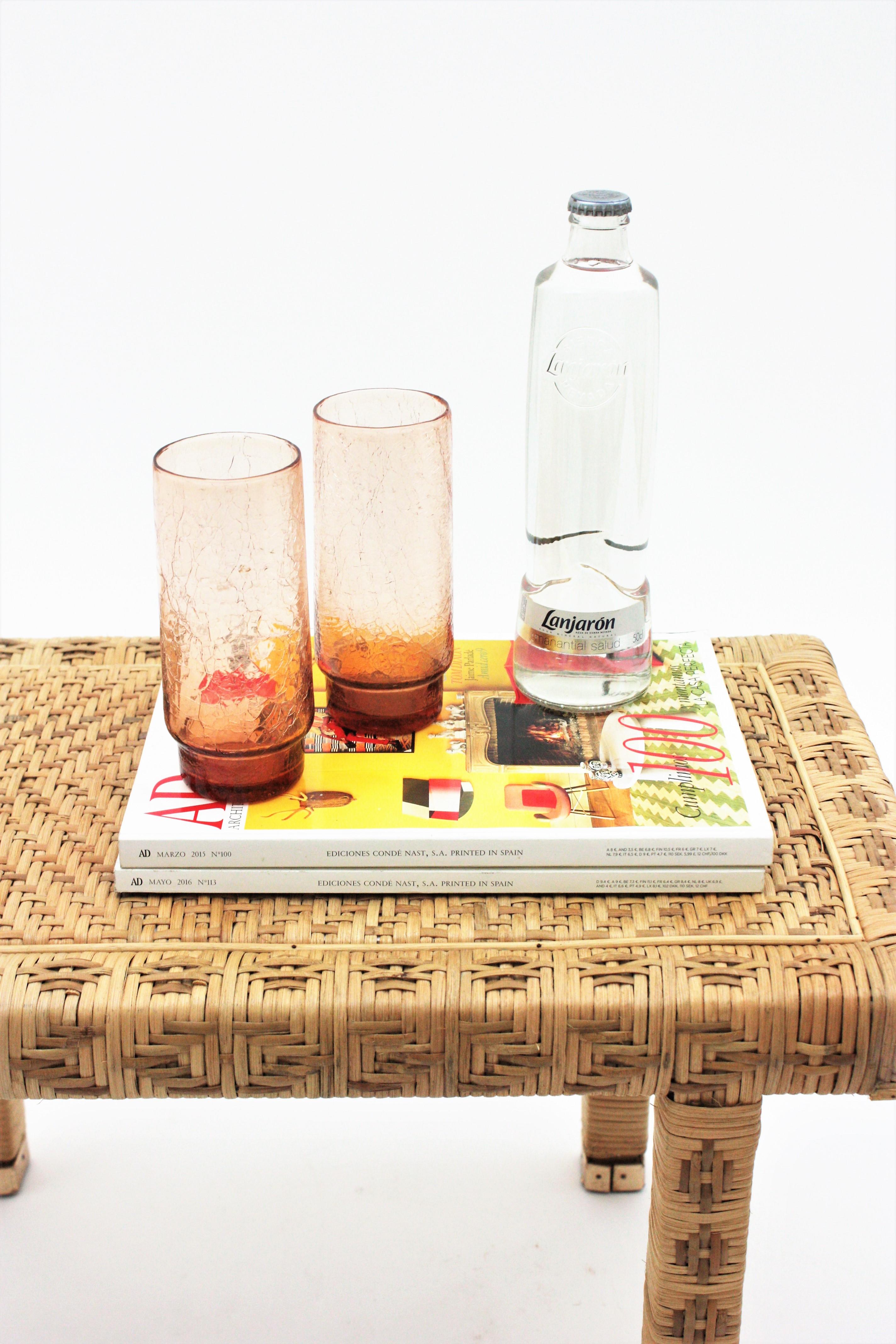 Hand Woven Wicker Rattan Stool or Side Table,  Spain, 1960s 2