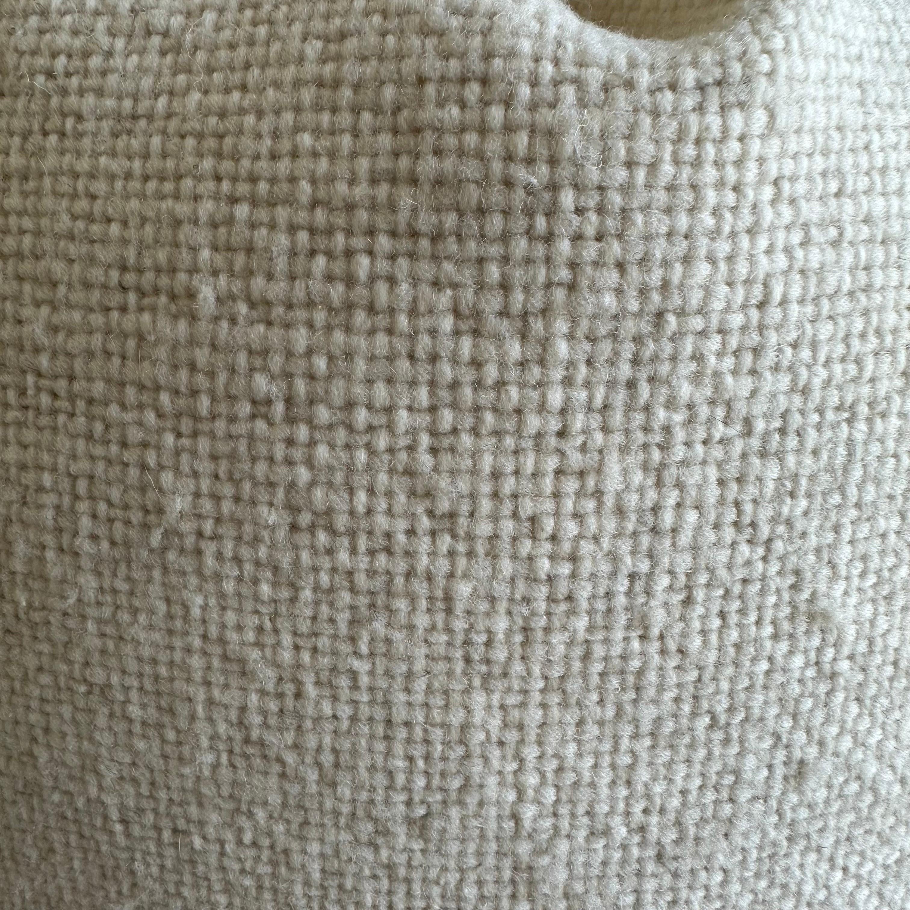 Contemporary Hand Woven Wool Accent Pillow in Off White For Sale
