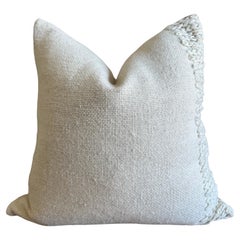 Hand Woven Wool Accent Pillow in Off White