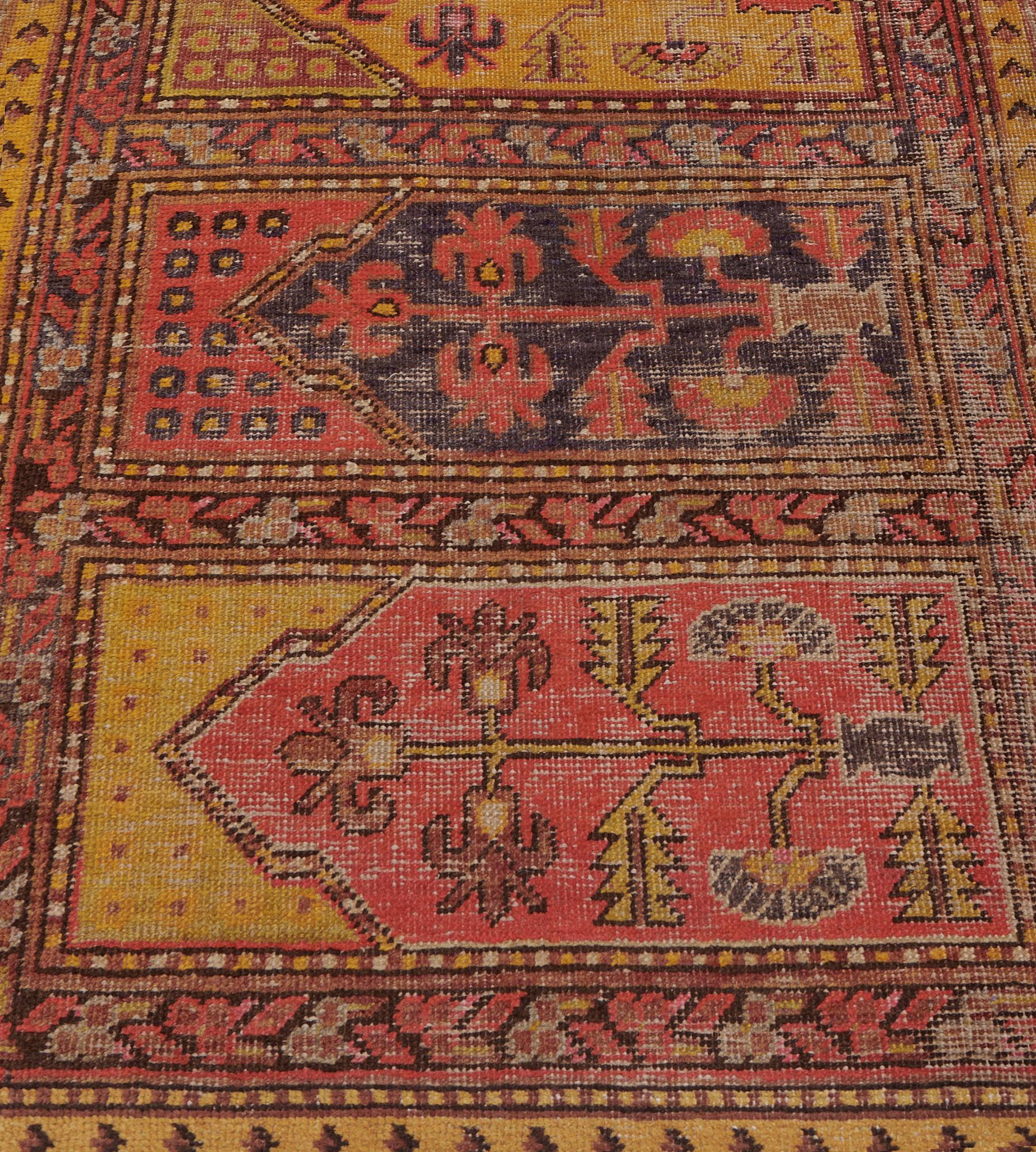 East Turkestani Hand-woven Wool Antique Circa-1900 Traditional Khotan Rug For Sale