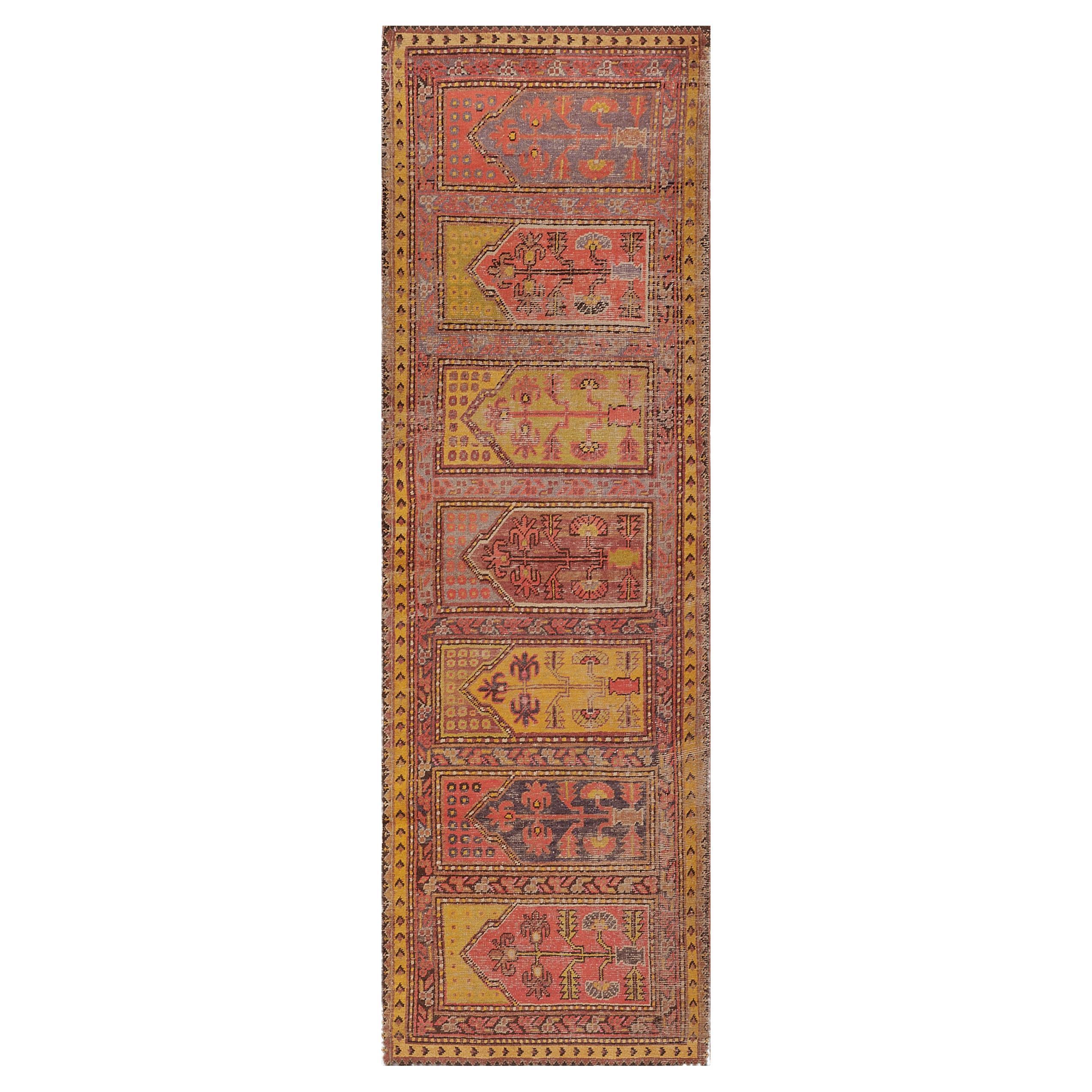 Hand-woven Wool Antique Circa-1900 Traditional Khotan Rug For Sale