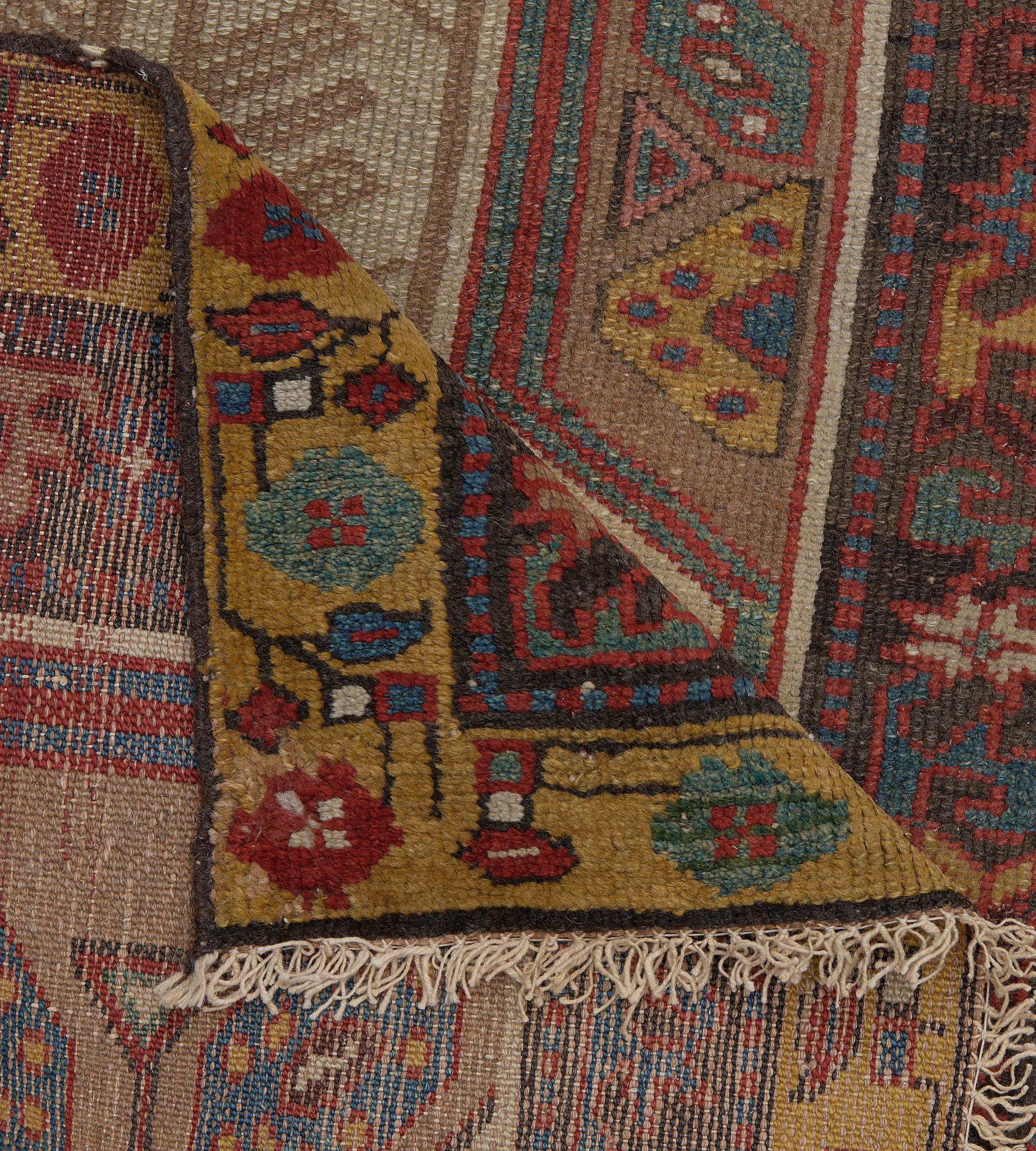 Hand-Woven Wool Antique Light-Brown Traditional Persian Serab Runner For Sale 5