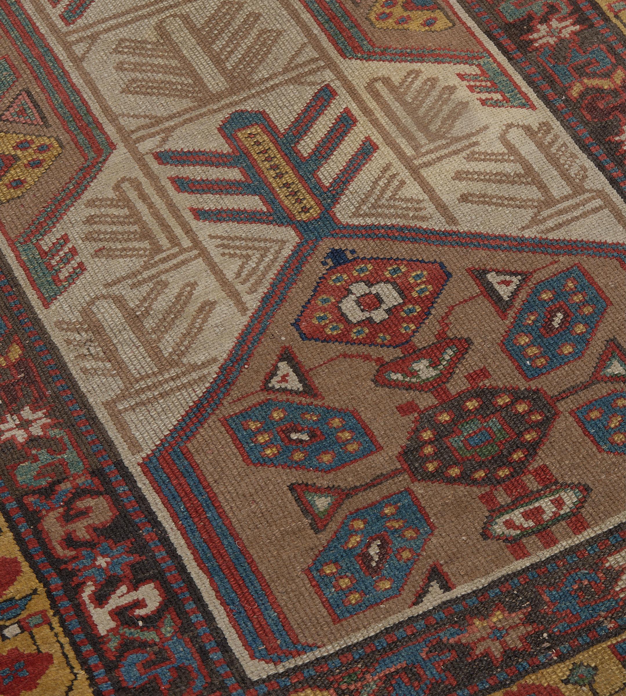 Hand-Woven Wool Antique Light-Brown Traditional Persian Serab Runner For Sale 3