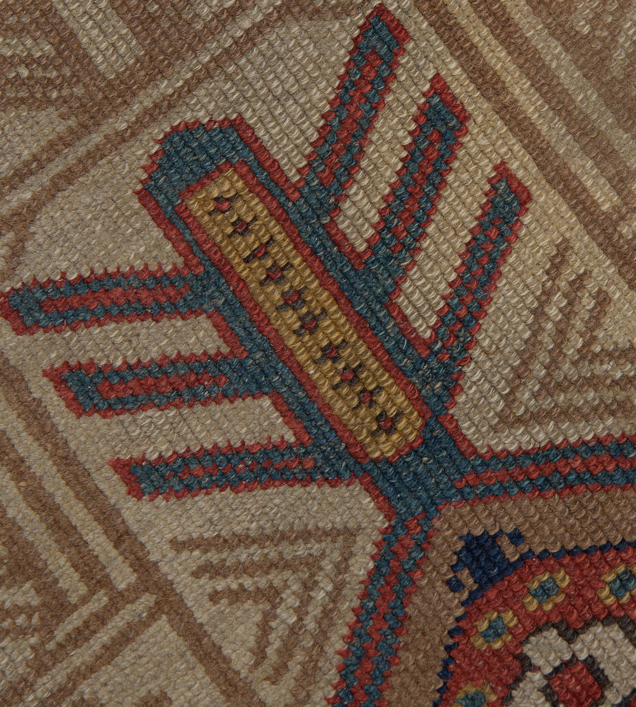 Hand-Woven Wool Antique Light-Brown Traditional Persian Serab Runner For Sale 4