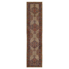 Hand-Woven Wool Antique Light-Brown Traditional Persian Serab Runner