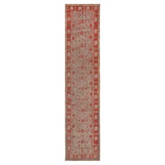 Hand-woven Wool Antique Red Pomegranate Floral Khotan Runner