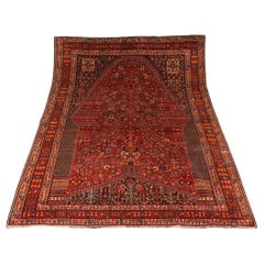 Vintage Hand Woven Wool Area Rug Nazami Traditional Floral Rust Carpet