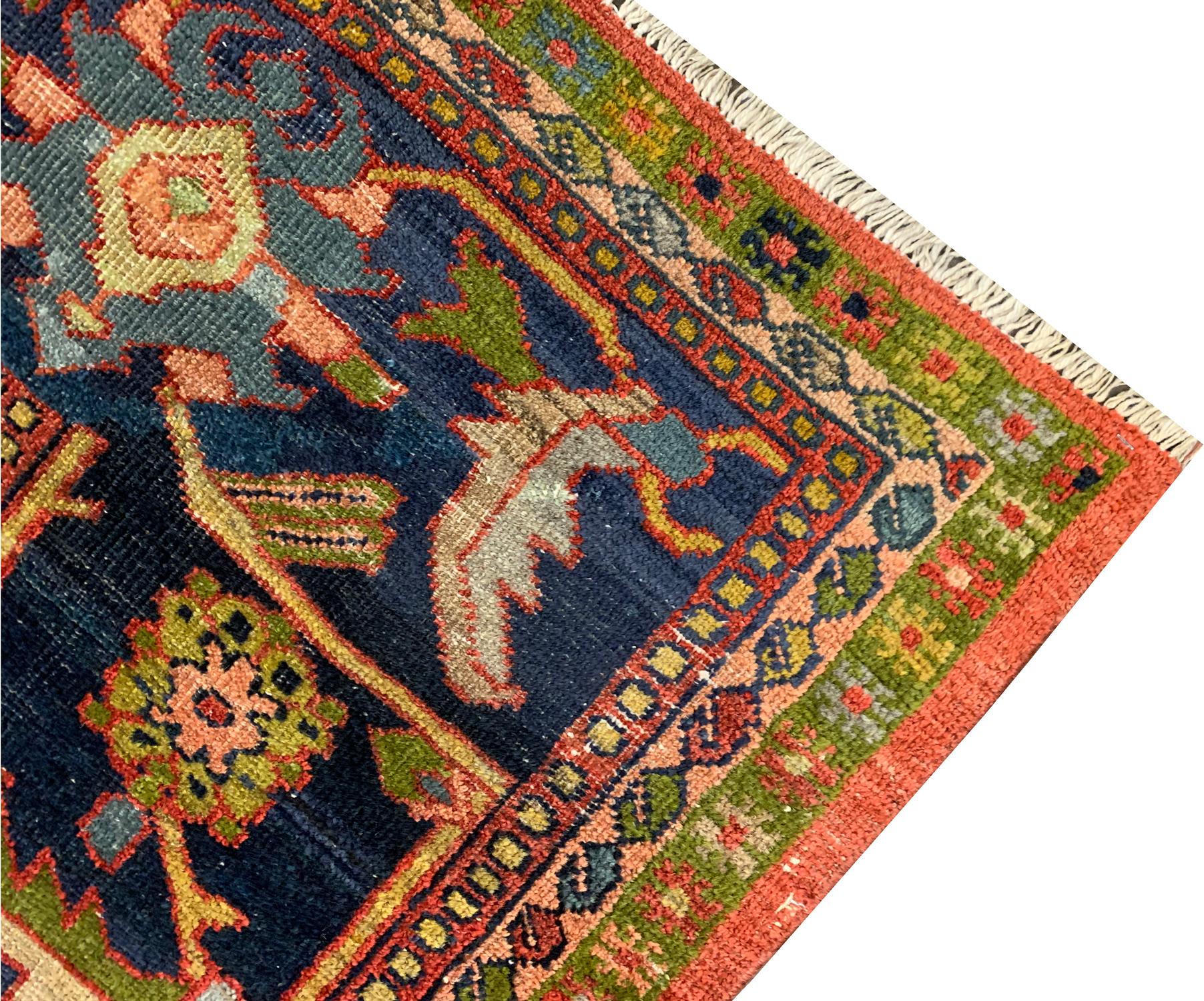Azerbaijani Hand Woven Wool Area Rug Traditional Oriental Rust Carpet For Sale