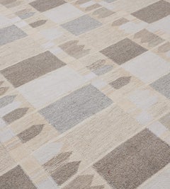 Hand-Woven Wool Contemporary Swedish-Inspired Flat-weave Rug 12'1"x15'5"