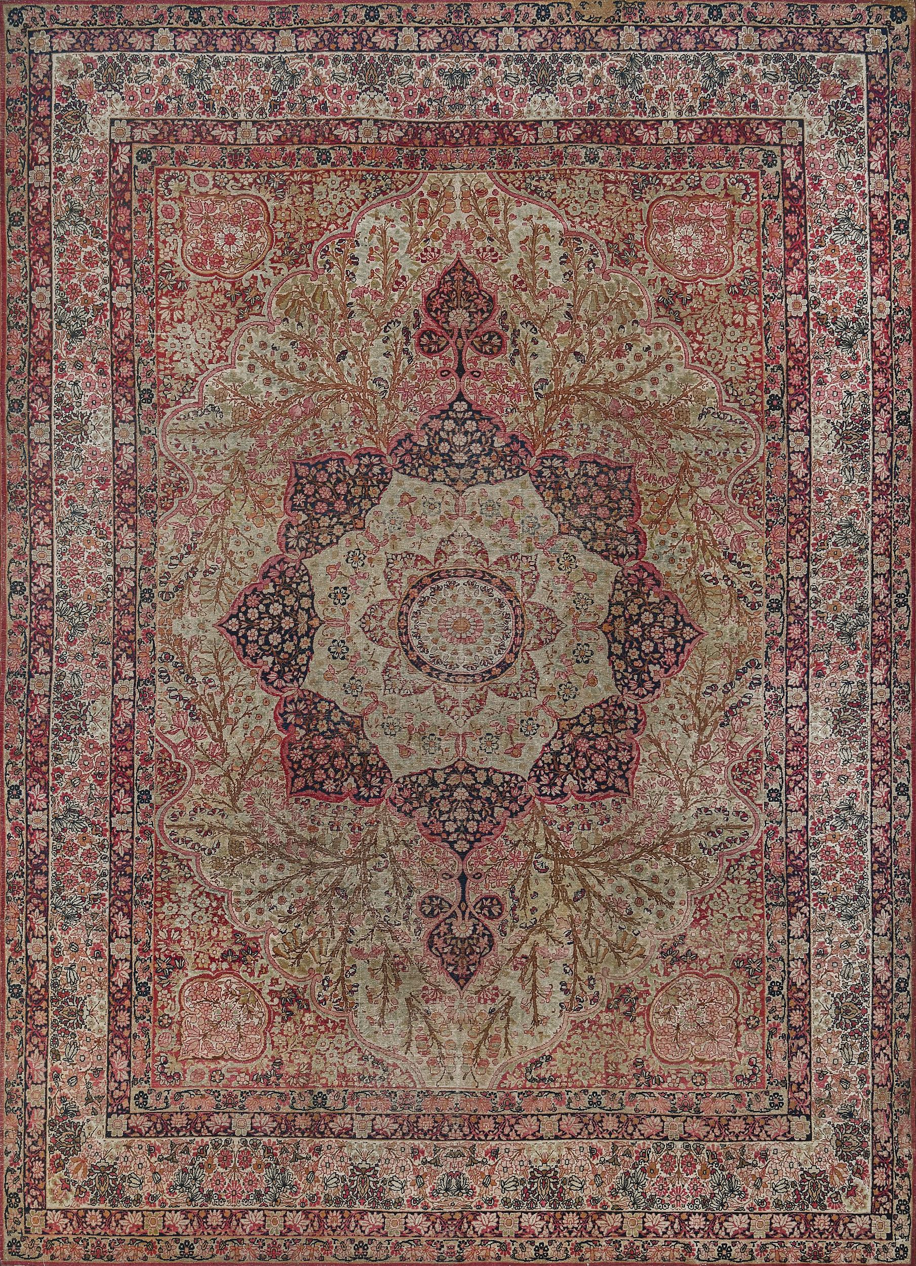 Hand-Woven Wool Late 19th Century Kerman Rug from South East Persia