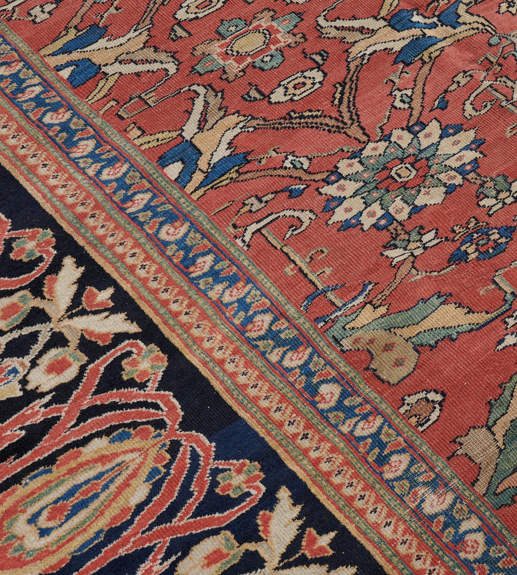 Tapis Fereghan rouge en laine tissé à la main à la fin du XIXe siècle en Perse occidentale en vente 5