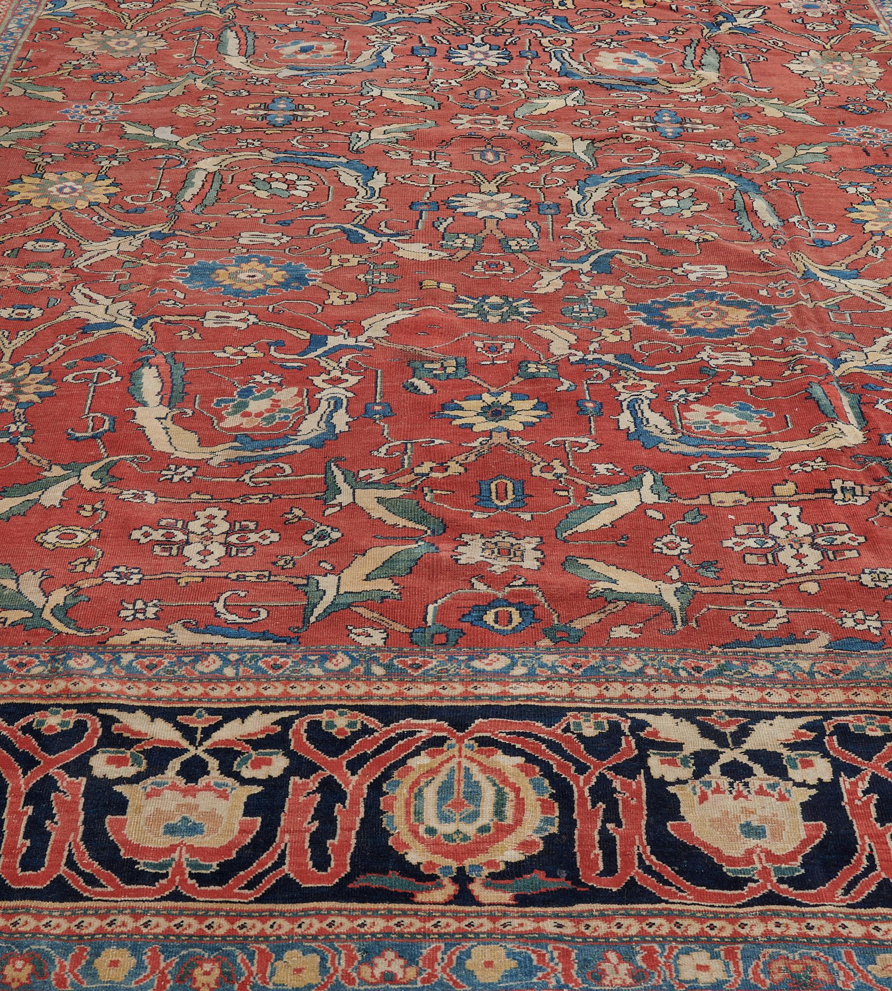 Tapis Fereghan rouge en laine tissé à la main à la fin du XIXe siècle en Perse occidentale Bon état - En vente à West Hollywood, CA