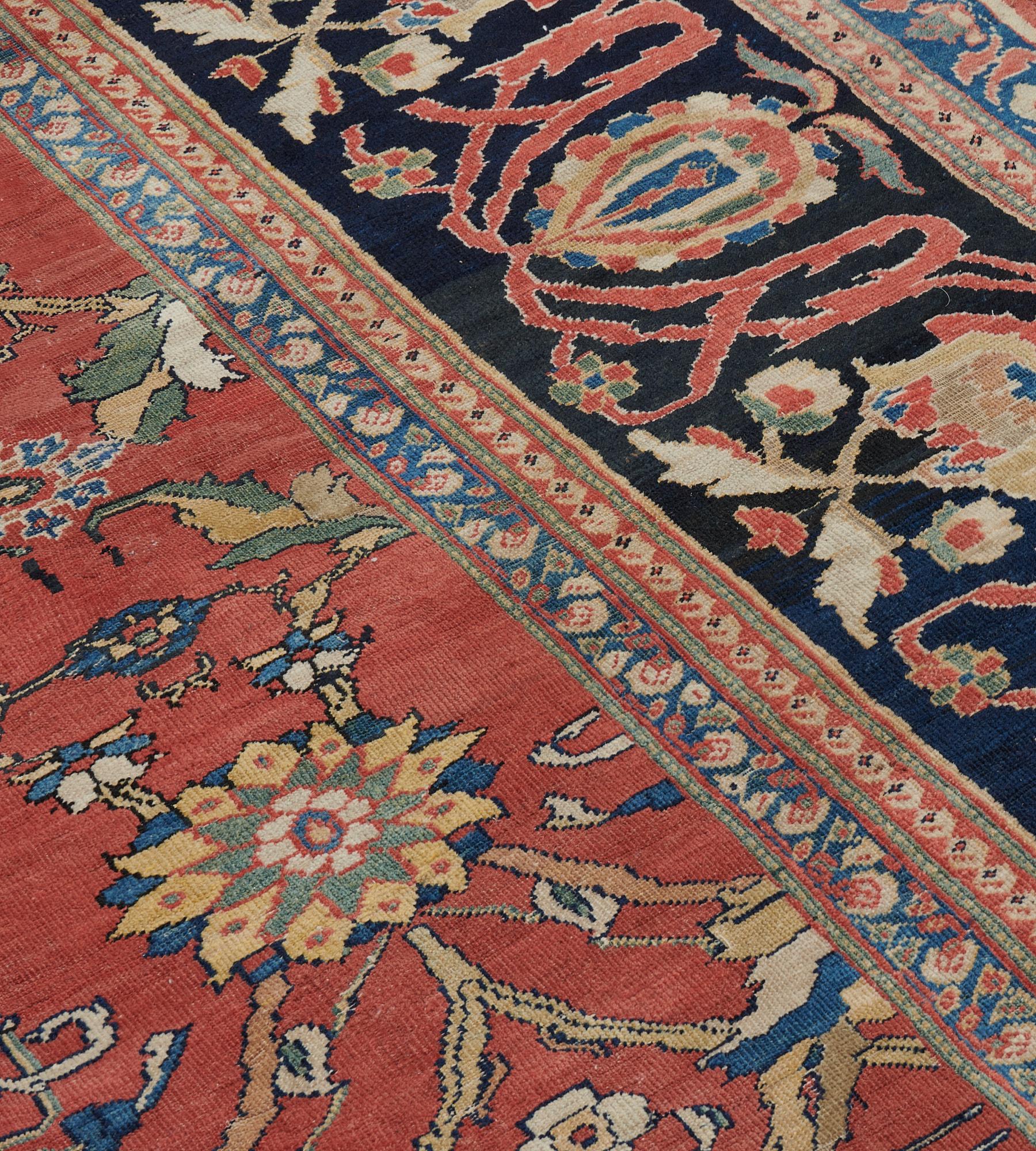 Tapis Fereghan rouge en laine tissé à la main à la fin du XIXe siècle en Perse occidentale en vente 2