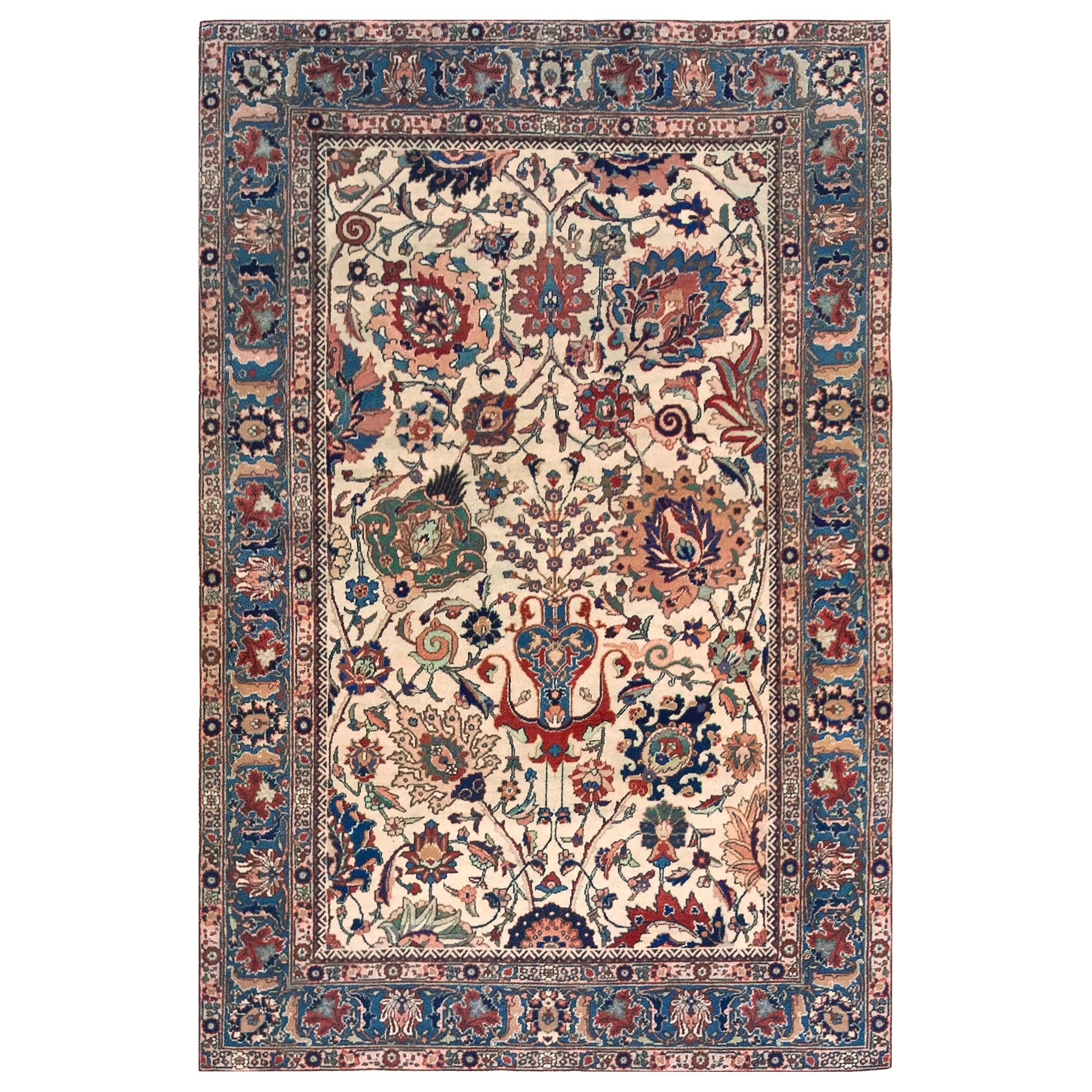 Handwoven Wool Persian Tabriz, circa Late 19th Century For Sale