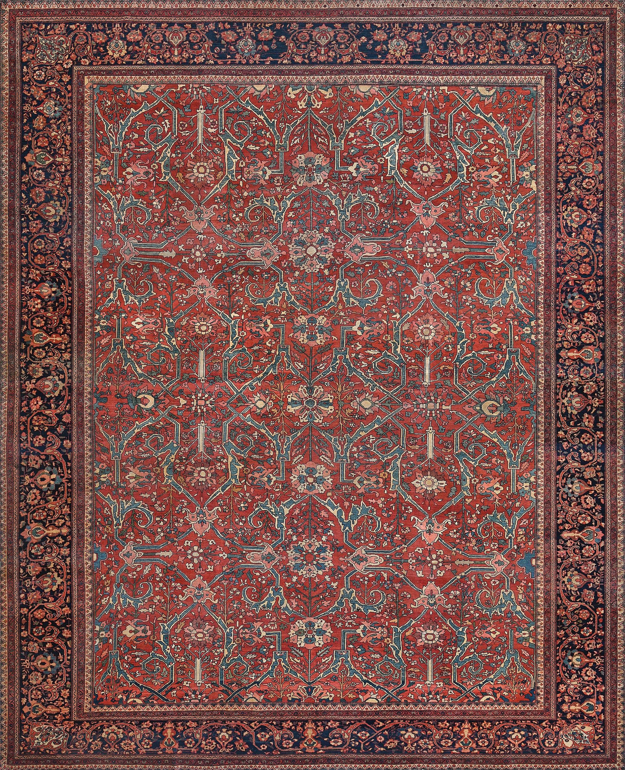 Hand-woven Wool Red Floral Persian Faraghan Rug